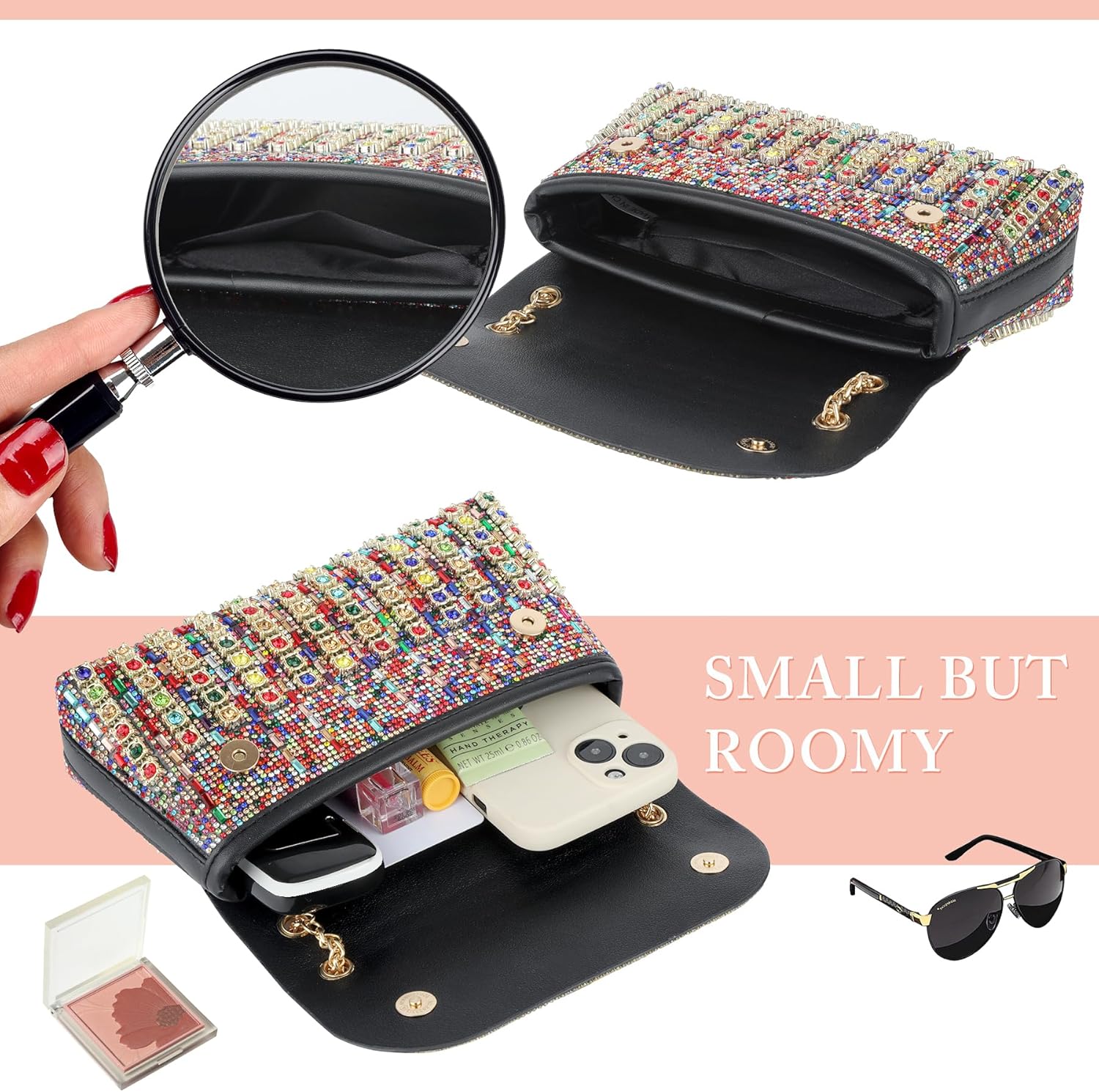 Rhinestone Clutch Purse for Women Sparkling Party Evening Bag Wedding Cocktail Handbag Prom Shoulder Bags