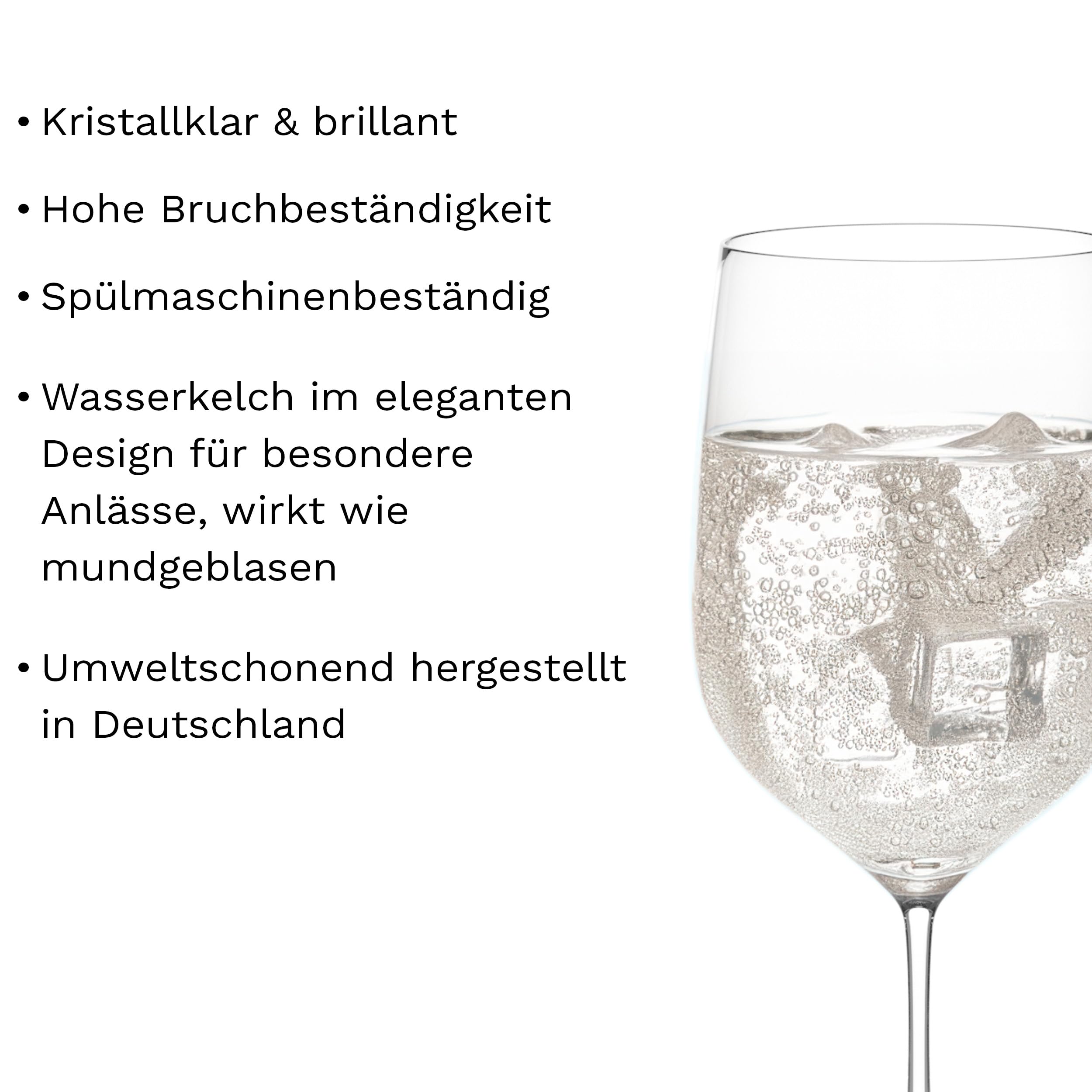 Stölzle Lausitz Q1 Wassergläser Wasserkelche 460 ml, 6er-Set | Handgefertigte Wasser- und Trinkgläser für Wasser und Saft, aus bleifreiem Kristallglas, stoßfest & spülmaschinengeeignet