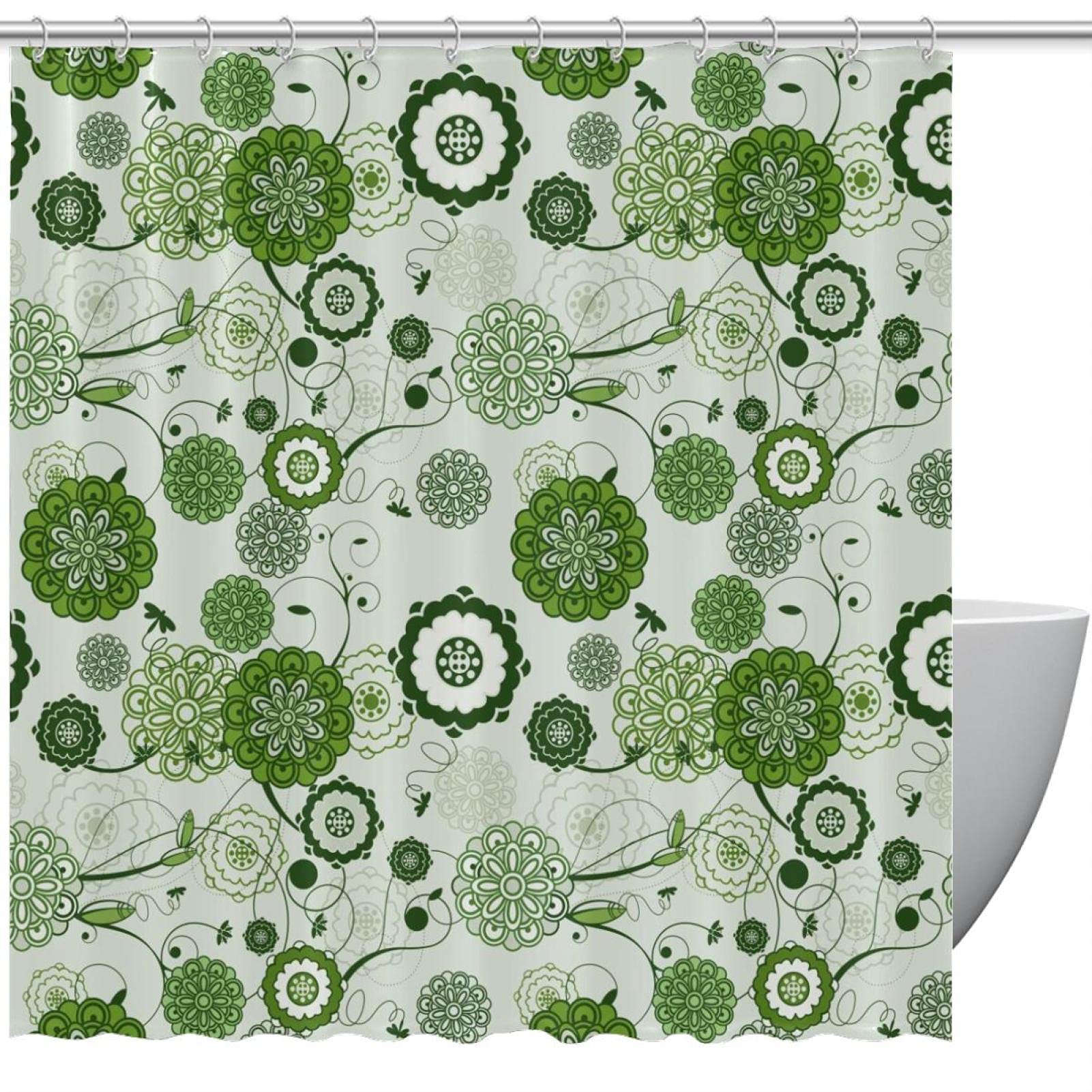 Rideau de douche imperméable pour créer une ambiance nature fleurie 168x183
