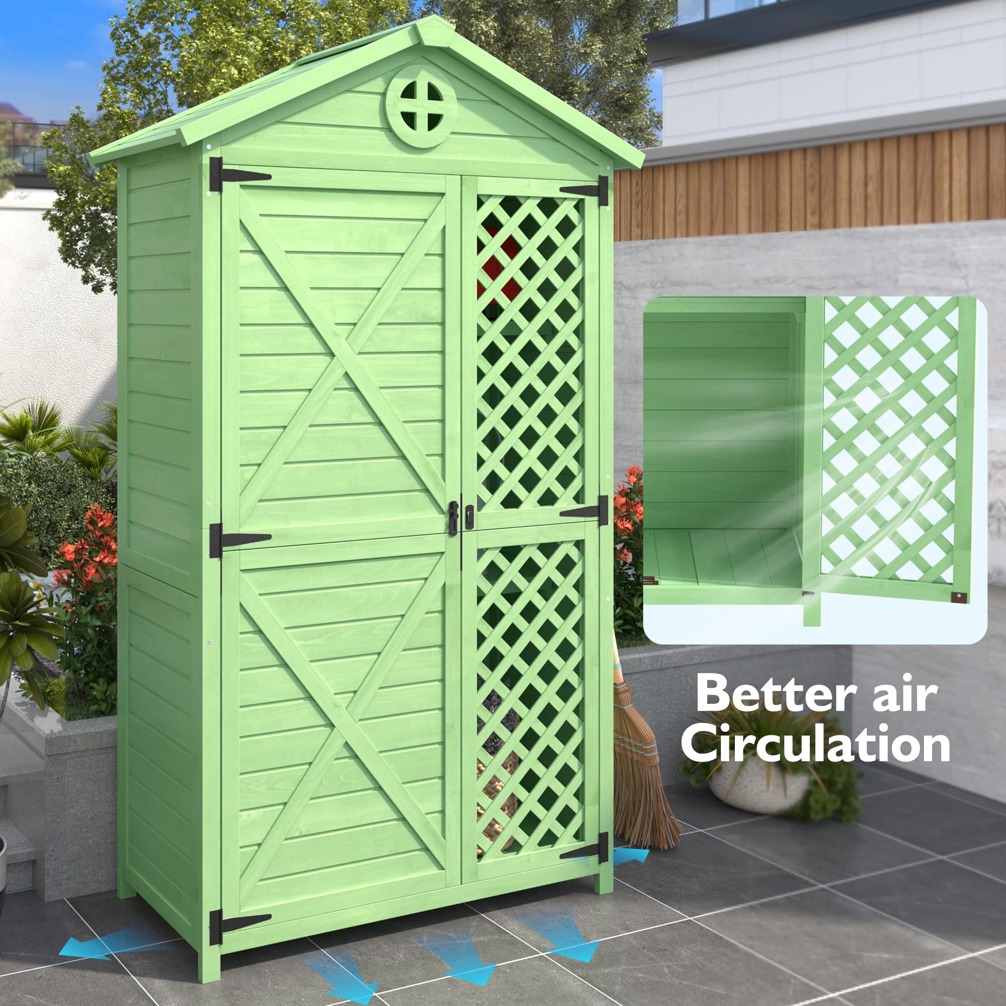 Mobili da giardino in legno, per esterni, per giardino, terrazza, non sbiadisce, resistente alle intemperie, senza manutenzione, ecologico, sicuro e protetto (verde)