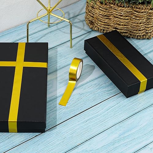 Miniatura 4 de 2 rollos de cinta washi metálica dorada de papel de papel de arte gráfico decorativo, cinta adhesiva Washi para álbumes de recortes, manualidades,