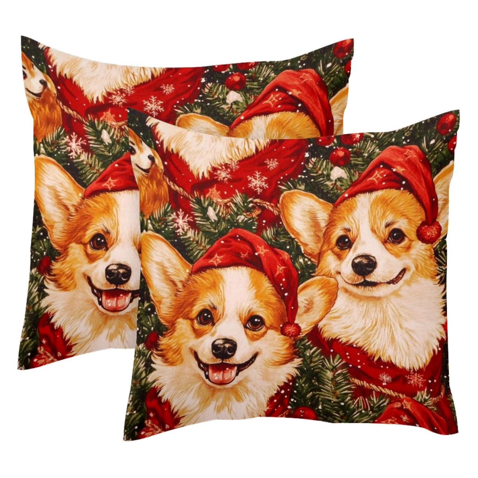 Housse de coussin Corgi Noël, idée cadeau idéale pour les passionnés de chiens