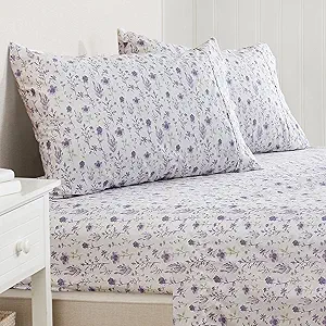 3-Piece Twin Size Floral Print Microfiber Sheet Set