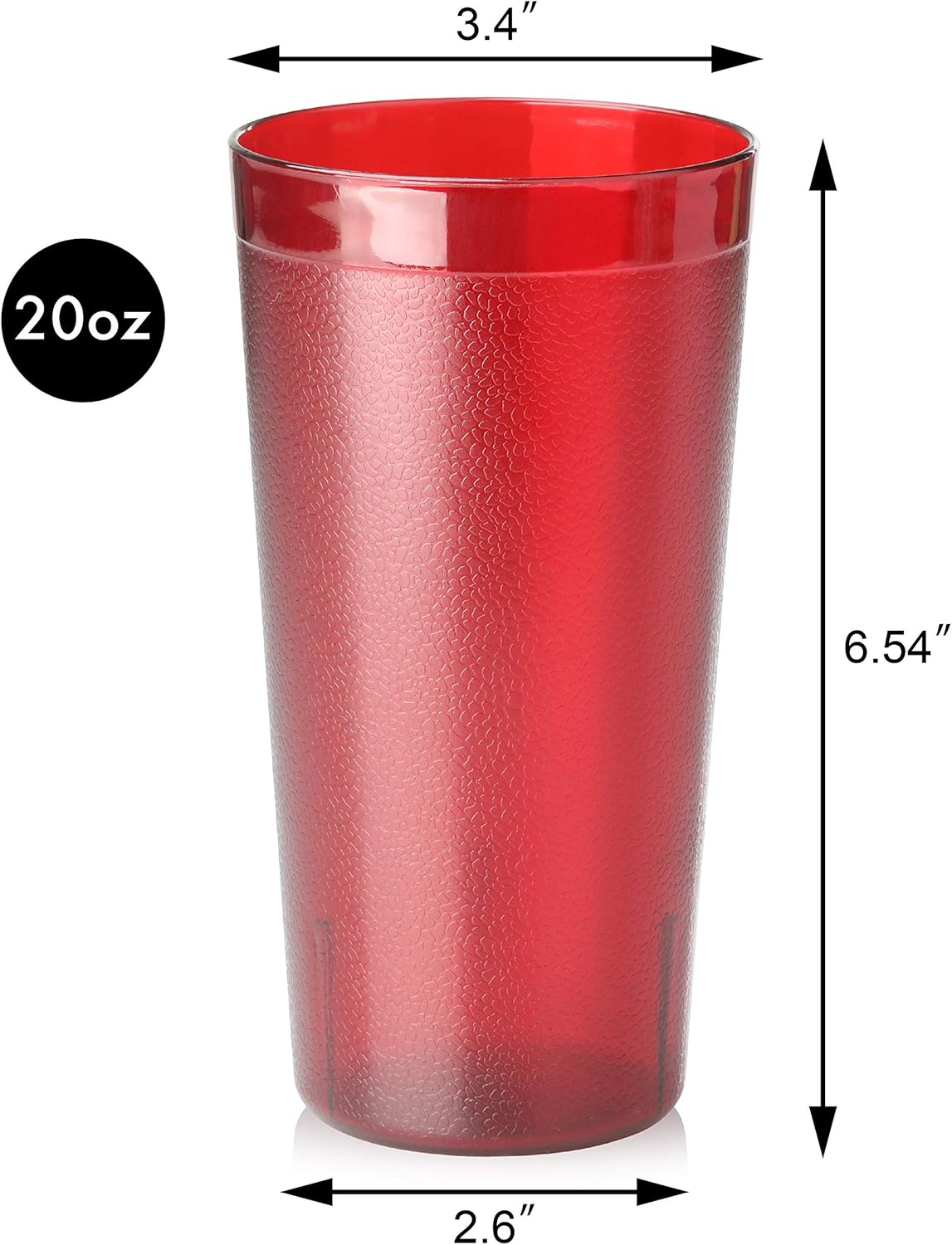 New Star Foodservice Restaurant-Grade Polycarbonate Beverage Tumblers, 20 oz, Red, Set of 12 - Image 3