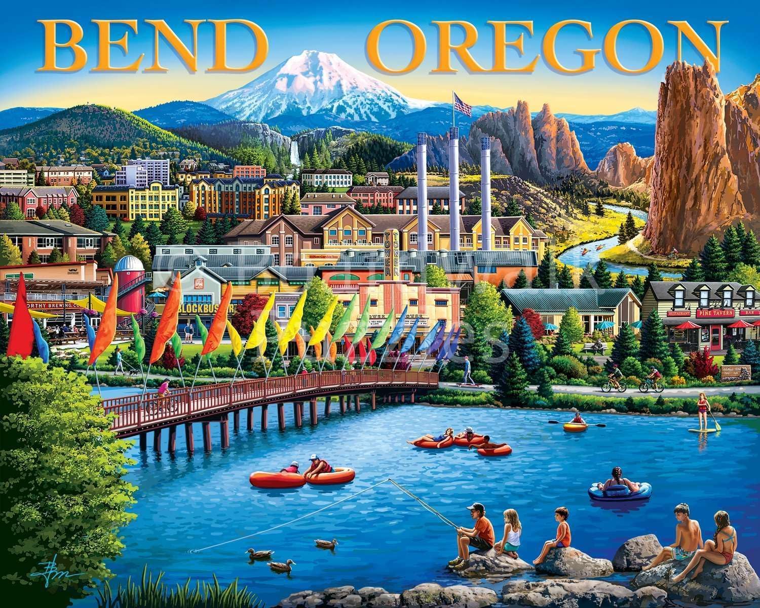 Boardwalk Puzzles Bend Oregon, 500 Piece Jigsaw Puzzle for Adults, Made in USA