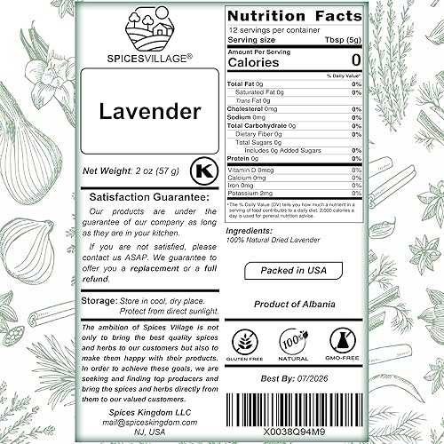 Miniatura 8 de SPICES VILLAGE Lavanda, cogollos de lavanda seca, 2 onzas, té de hierbas, popurrí, confeti de boda, almohada, Kosher, sin gluten, vegano, sin OMG,