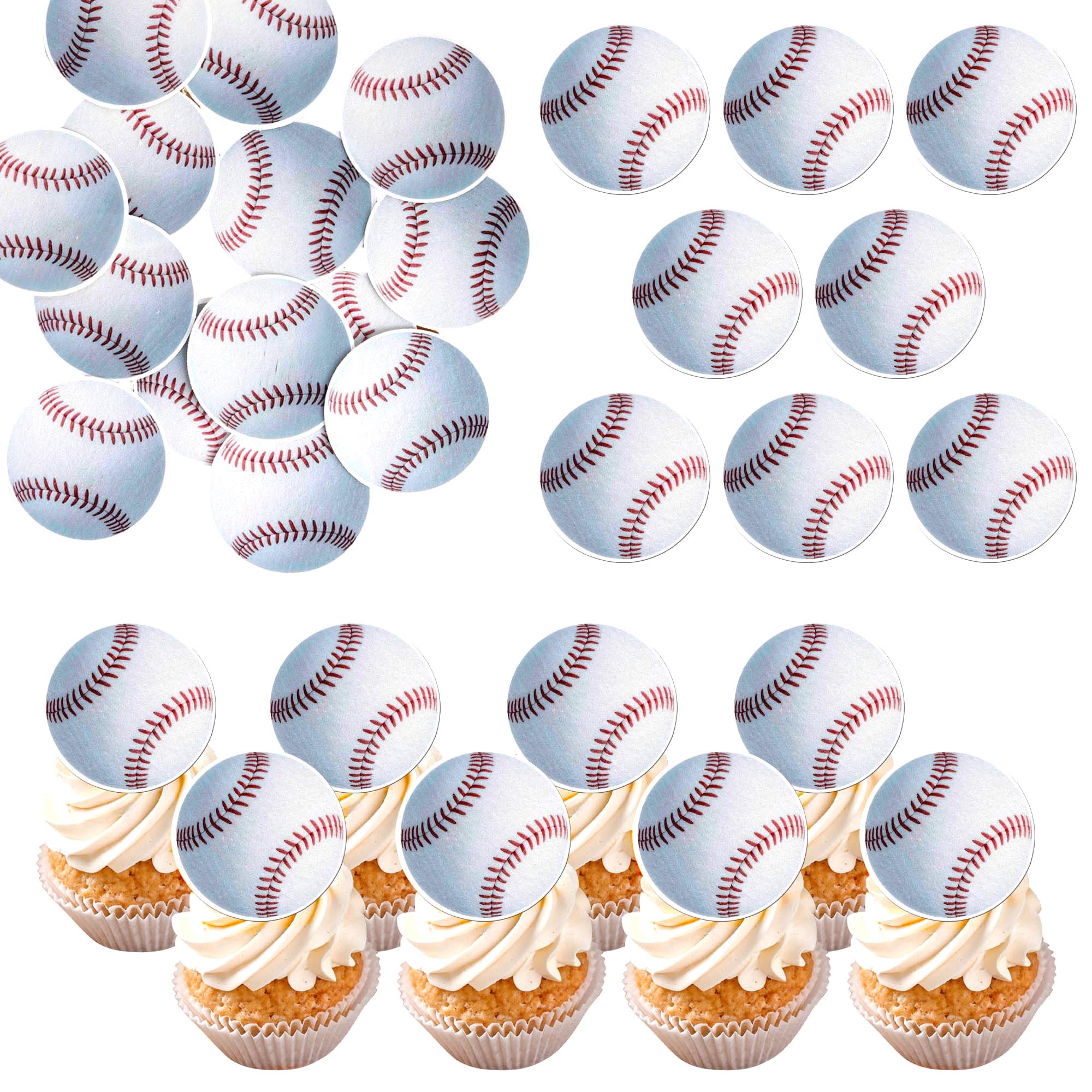 60 Stück Essbar Basisball Cupcake Toppers Waffel Papier Sport Baseball Tortendeko Essbar Basisball Kuchen Deko für Basisball Thema Baby Dusche Kinder Geburtstag Party Kuchen Dekorationen