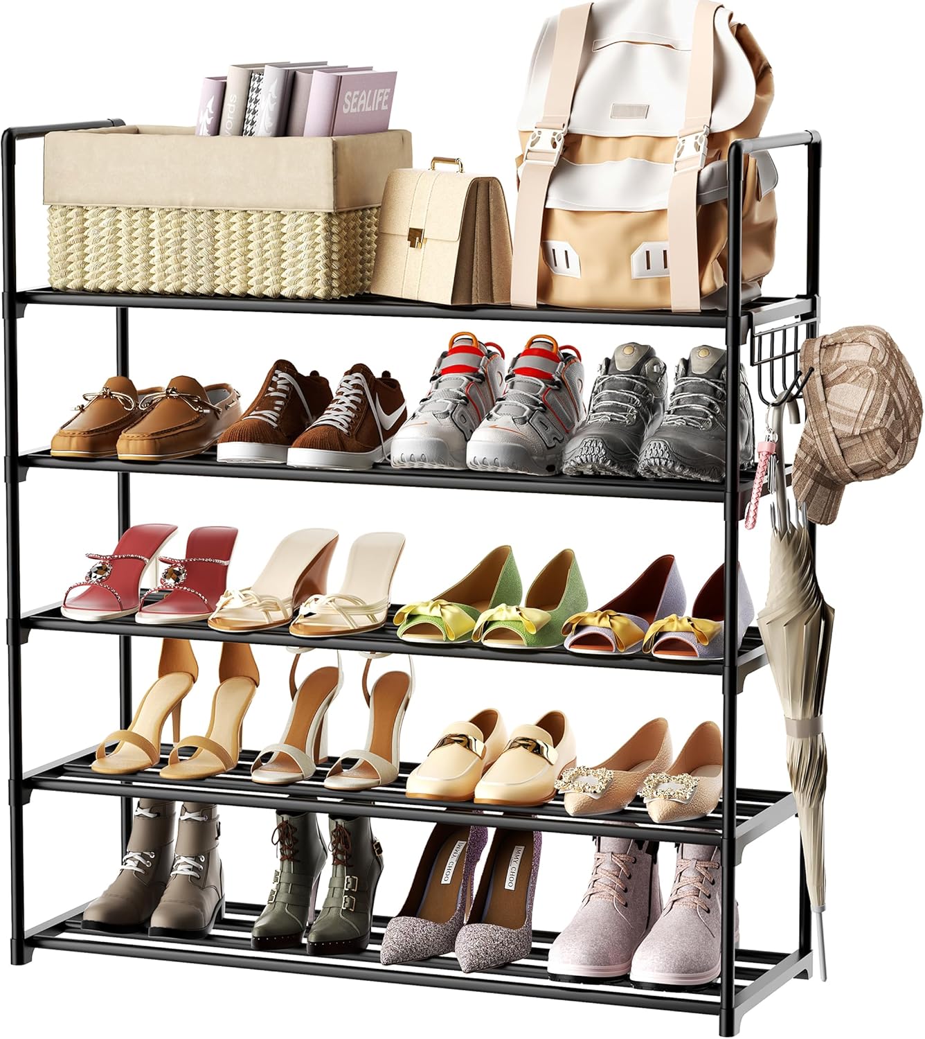 HOMICKER Shoe Rack,5 Tier Shoe Organizer Large Shoe Storage