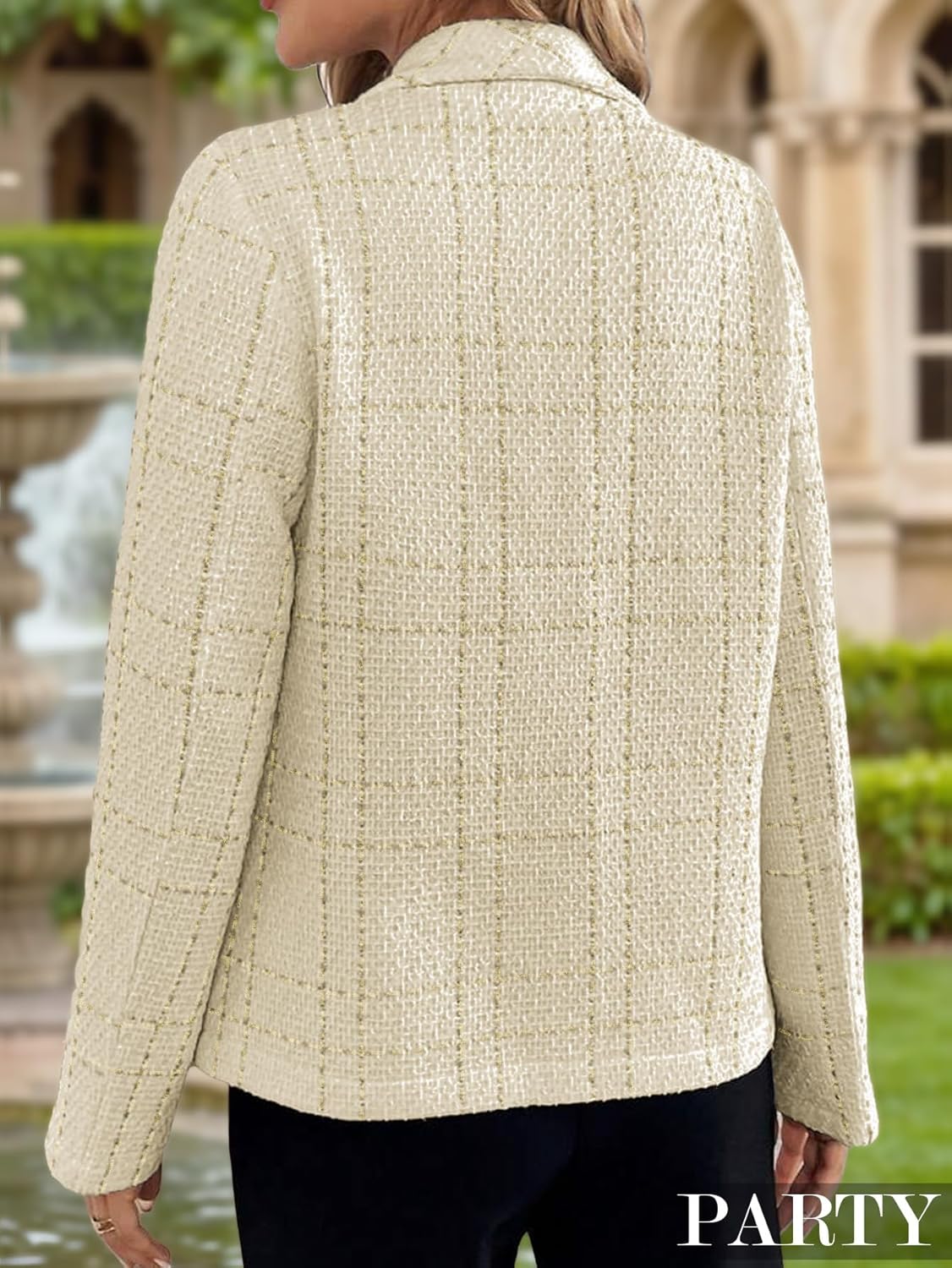 Mina Self 2026 Spring Women's Tweed Blazer Plaid - Slim Fully-Lined Petite Fashion Casual Work Office Suit Jacket with Pocket - Image 6