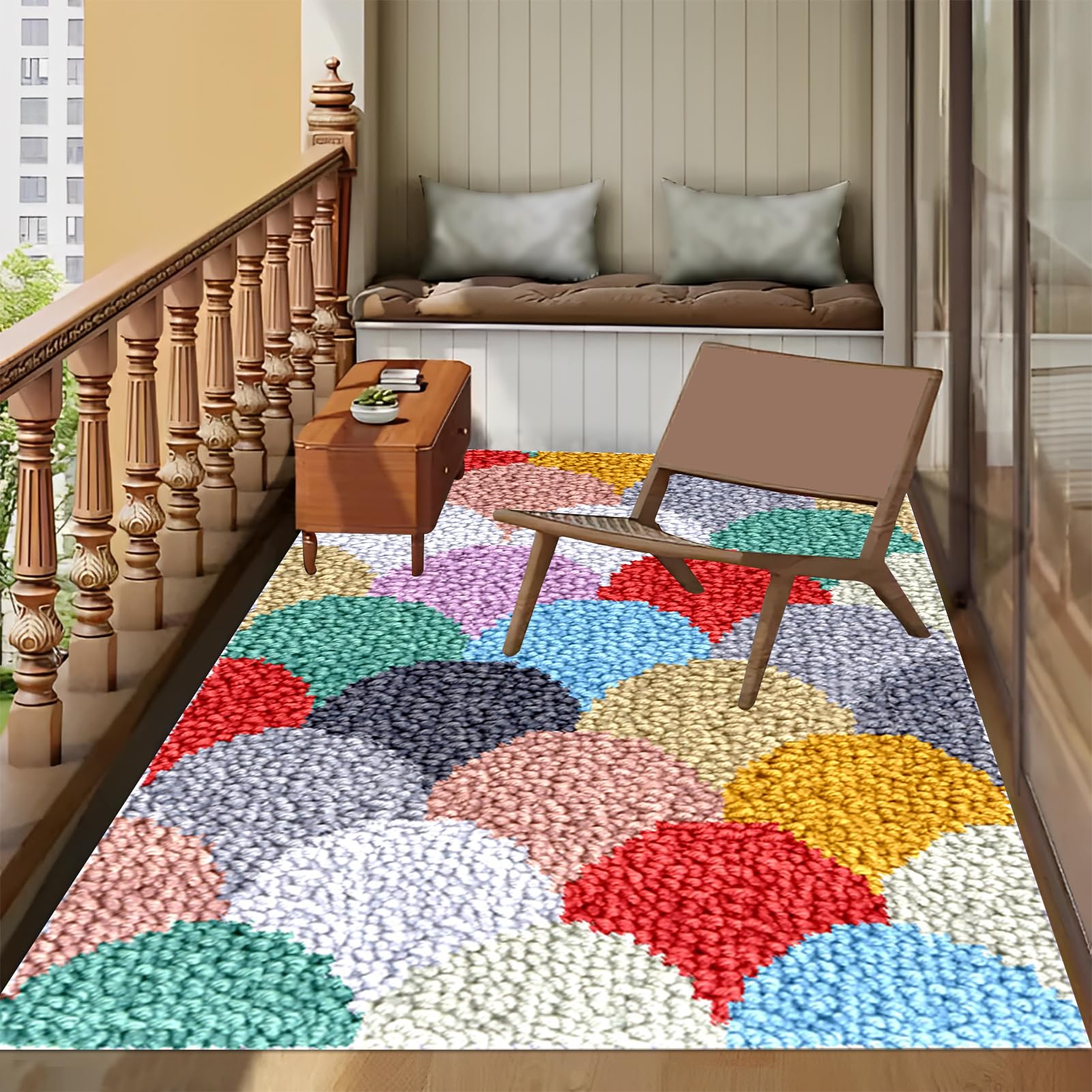 Knüpfteppich Zum Selber Knüpfen, Tapisserie Teppich Knüpf-Sets Kreuzstich Set Knüpfen Set Für Erwachsene DIY Handwerk Geschenke Fußabtreter Knüpfen Set 55x75 cm