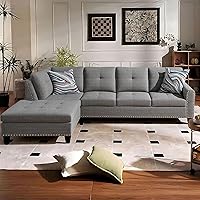 Vista 12 de Sofá seccional en forma de L con chaise, sofás seccionales de 3 piezas modulares convertibles para juegos de muebles de sala de estar y apartamento