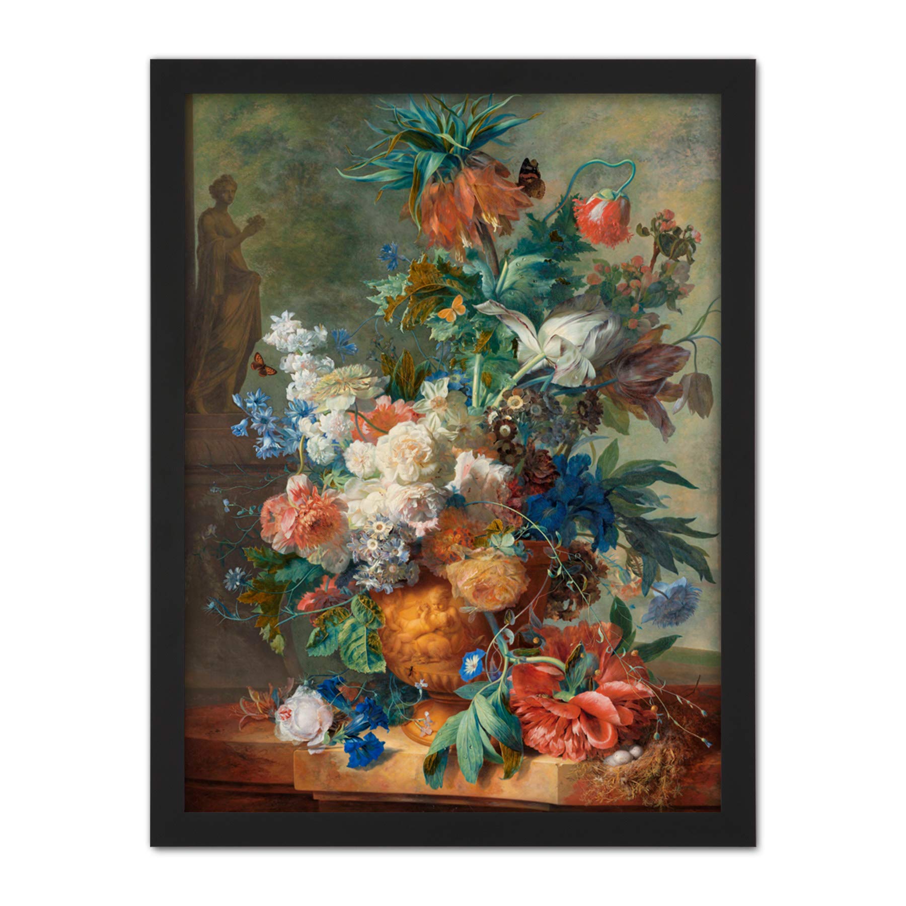 Artery8 Jan Van Huysum Still Life With Flowers Painting Artwork Framed Wall Art Print 18X24 Inch