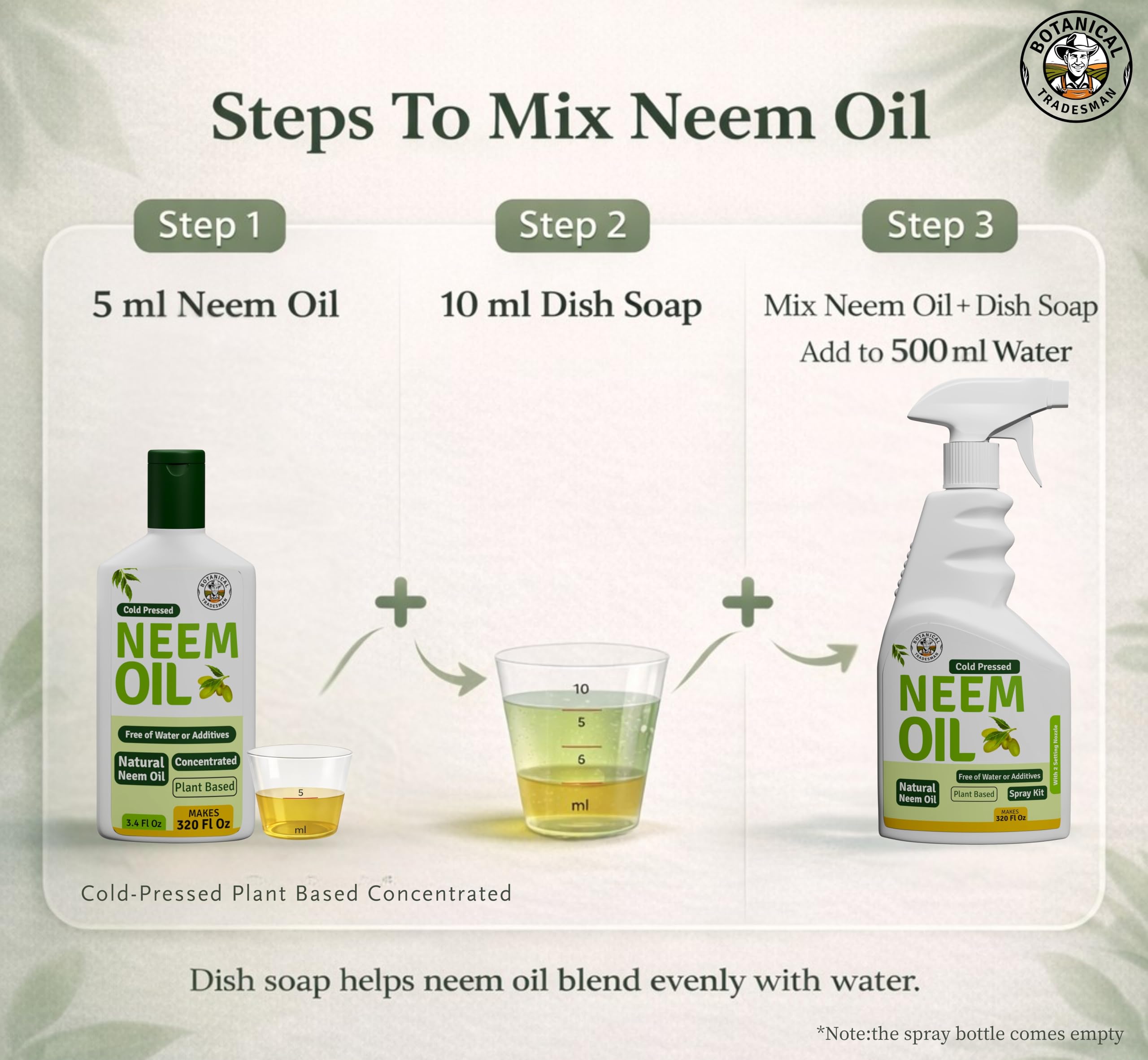 Aceite de neem en aerosol para plantas (carga 20 veces), aceite de neem prensado en frío, puro para interior y exterior