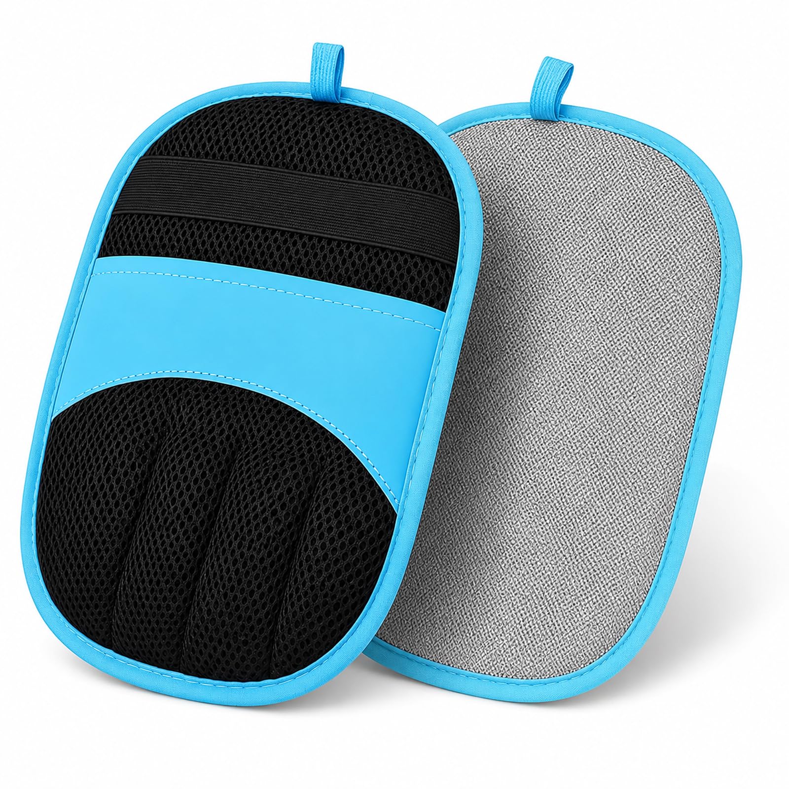 Qoibraze Pet Hair Remover Gloves, 2 Pack for Cats and Dogs, Blue