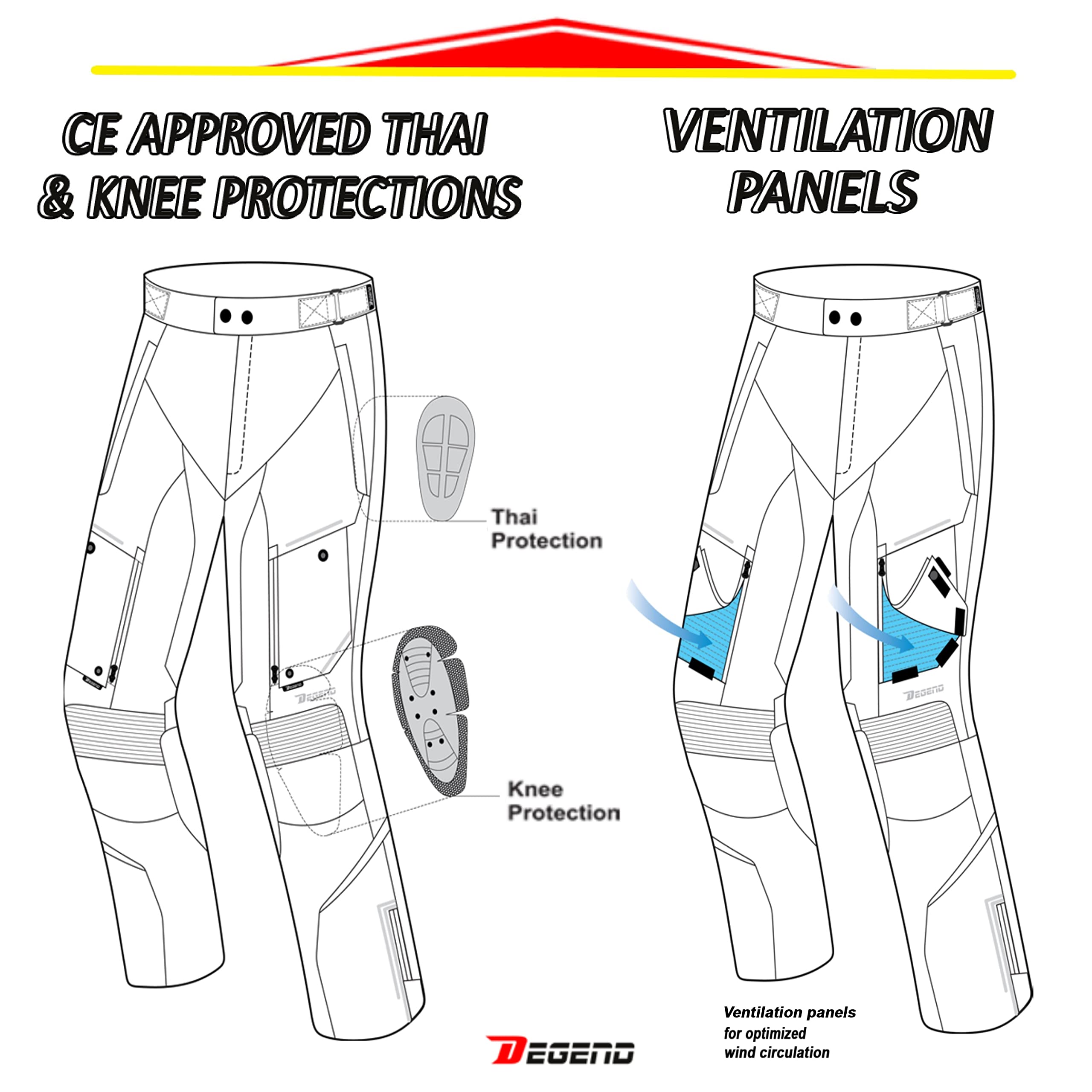Sweep | Pantalón de Moto con 2 Forros Desmontables para 4 Estaciones | Ideal para Invierno y Verano con Protecciones Desmontables - Marcado CE
