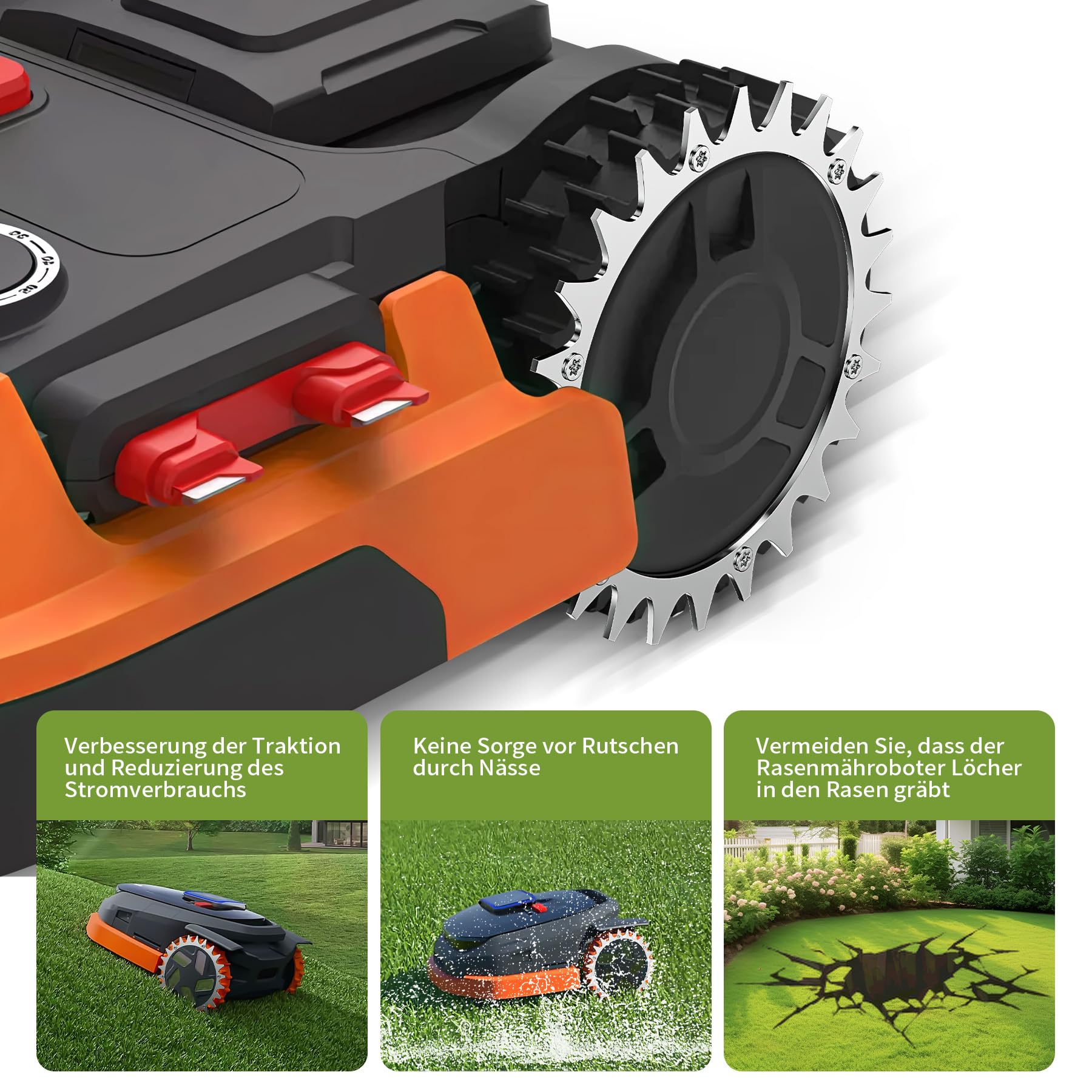 Forever Speed 2 kolce do robota koszącego Worx Landroid L, do usuwania zadziorów na śrubę wpuszczaną, gwoździe do kosiarki do trawy 225 mm, 14 śrub samogwintujących