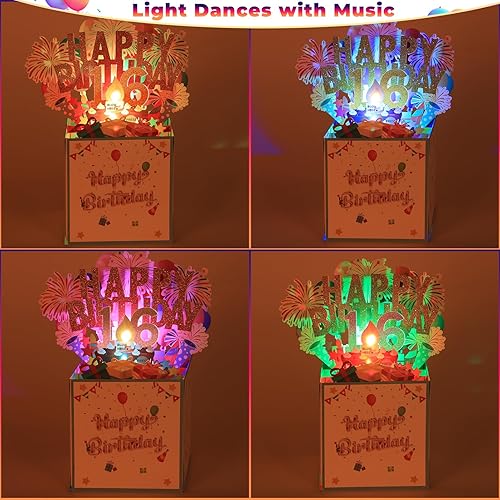 Miniatura 3 de Tnvee Tarjetas de cumpleaños grandes con luces inflables y música, decoraciones de cumpleaños de 16 años, regalos de cumpleaños 16 para niñas y
