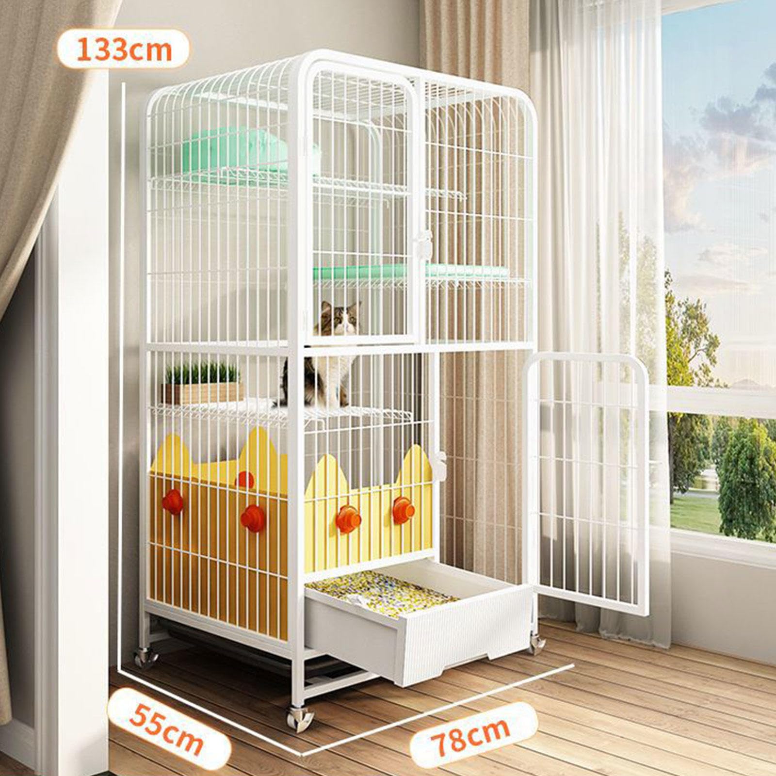 Amazon.co.jp: 52インチ大型4段ワイヤー猫ケージベビーサークル