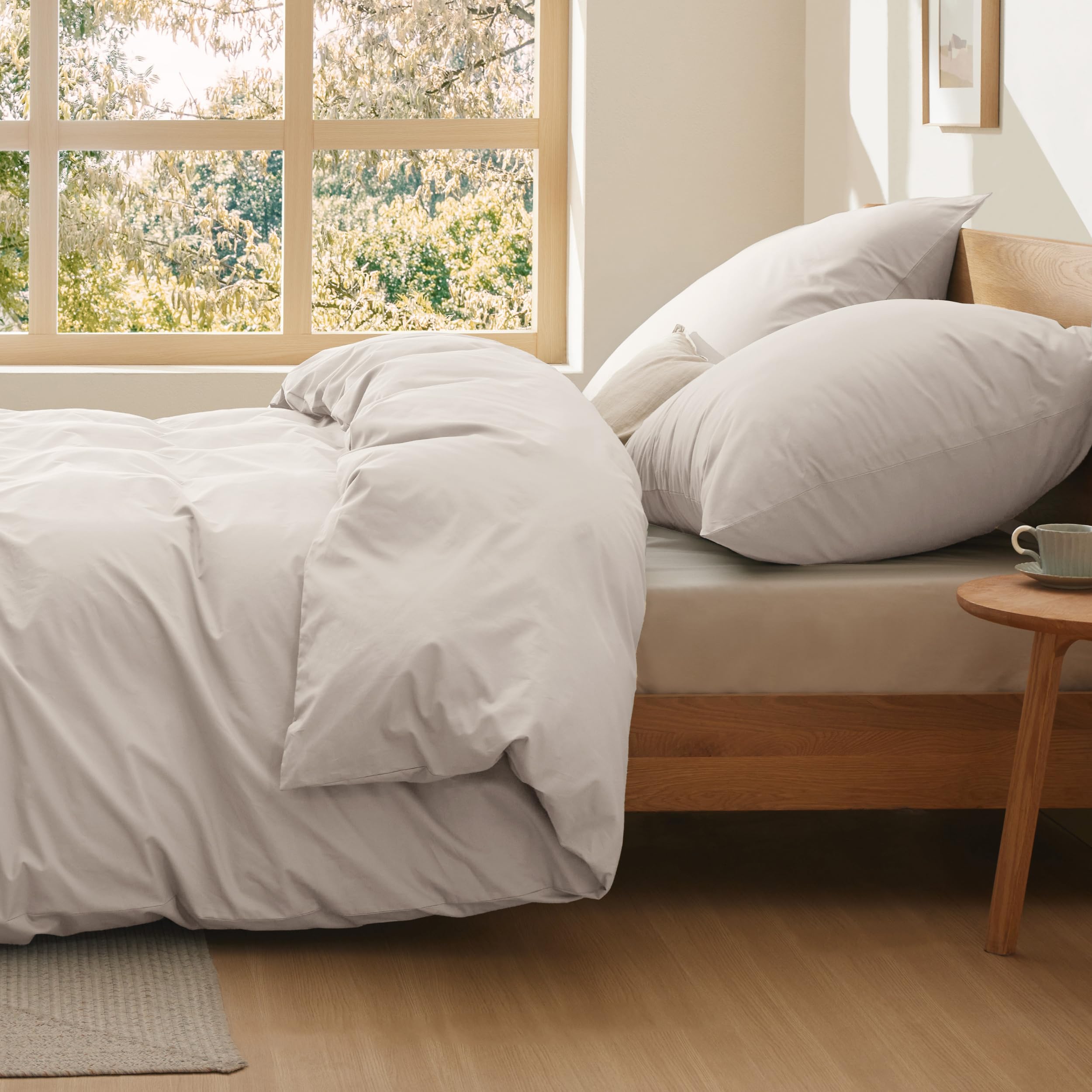 Bedsure Poszewka na kołdrę 200 x 200 – komplet pościeli ze 100% bawełny, certyfikat Oeko-Tex, poszwa na kołdrę 200 x 200 + 2 poszewki na poduszki 65 x 65 cm, z zamkiem błyskawicznym, kolor beżowy