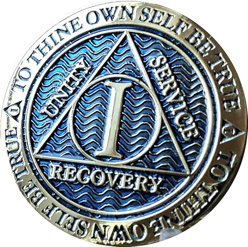 Miniatura 3 de 1 año AA Medallion Dusty Blue Color Gold Plated Chip