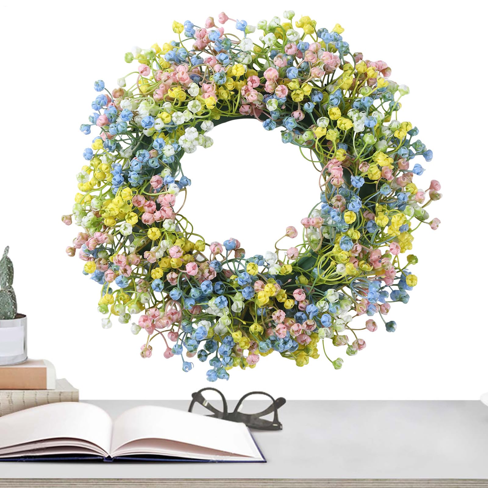 Guirlande de fleurs artificielles et couronne de porte pour décoration de Pâques