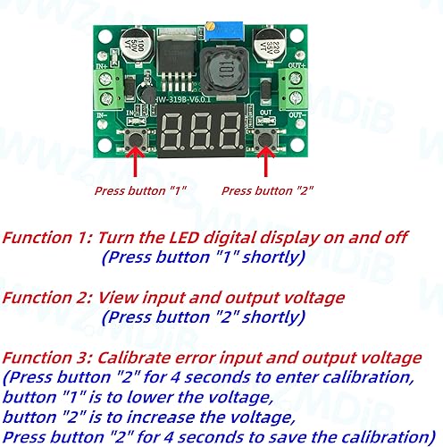 Miniatura 3 de WWZMDiB 3 unids LM2596 DC a DC Buck Convertidor Dos Botones Ajuste LED Pantalla Digital 4-40V a 1.25-37V Fuente de alimentación Step Down Módulo (3