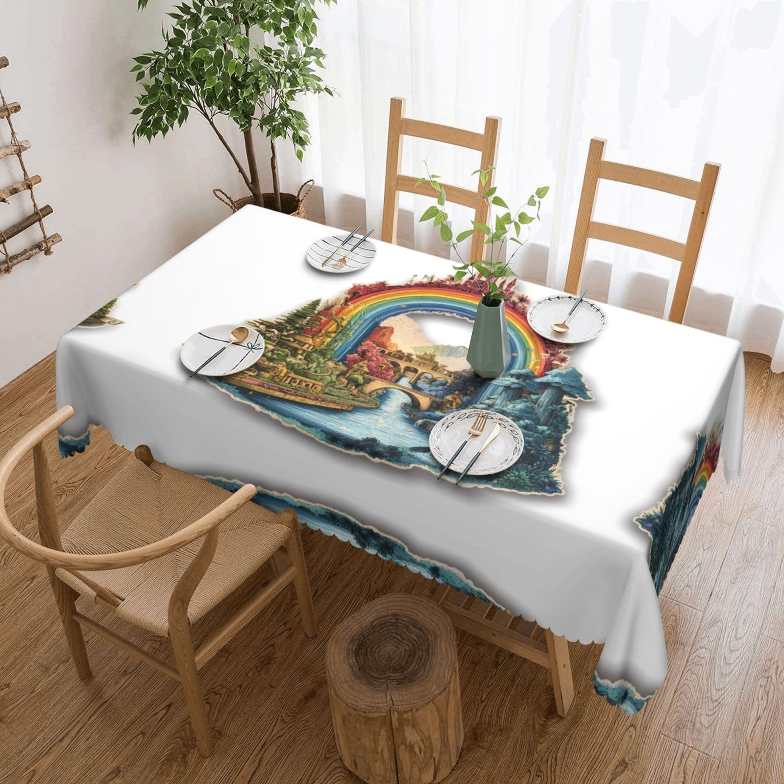 MROWYC Rainbow Arch Printed tablecloths are suitable for hotels, picnics, and parties, and can effectively protect the tabletop
