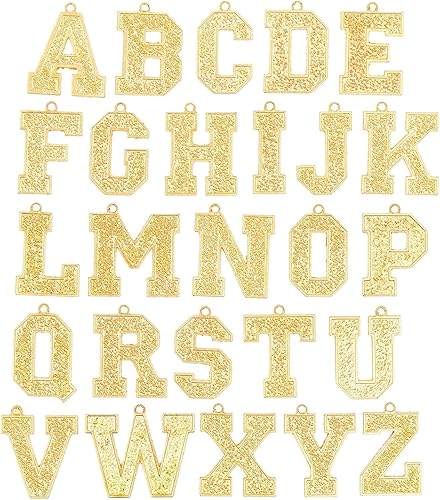 Dijes colgantes de letras doradas para hacer joyas y manualidades (dorado, paquete de 26), Cobre, No es una piedra preciosa
