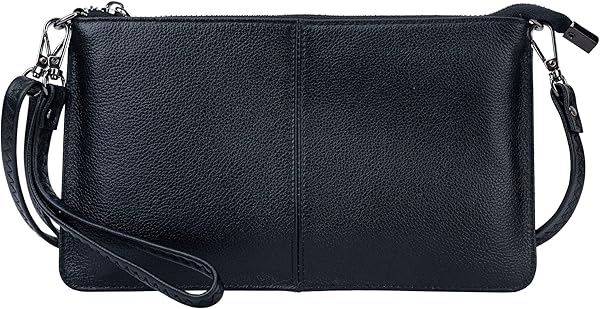 Bveyzi Genuine Leather Wristlet Purses for Women, Envelope Clutch Wallet Small Crossbody Bags for Dressy Evening