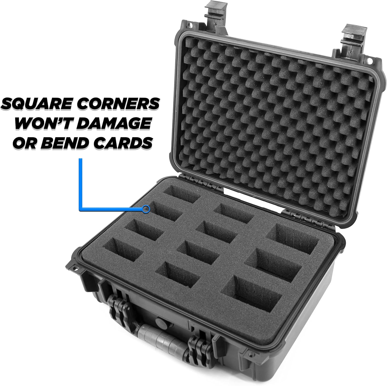 CASEMATIX 16" Waterproof Trading Card Case for 1500 Cards - Hard Shell Trading Card Box with Customizable Foam Interior Compatible with Magic The Gathering, Cards Against Humanity and Other TCGs