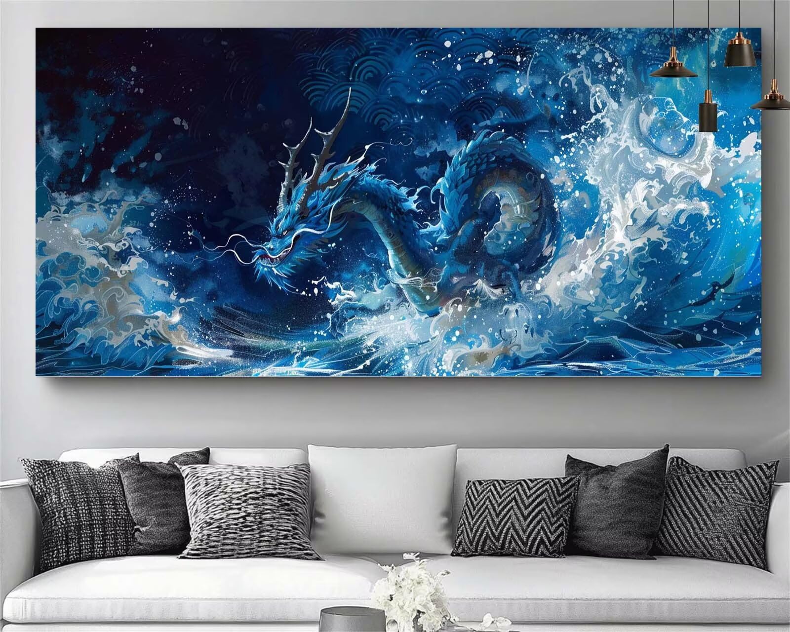 Japon Diamond Painting Dragon Diamond Painting Enfant Broderie Kit Complet, 5D Peinture Diamant Point de Croix Cristal Artisanat,DIY Tableau Strass Diamant Canevas Débutant Kit, Gifts 60x120cm M690