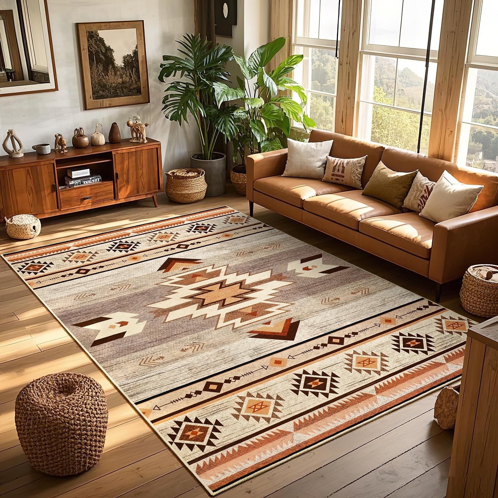 BENRON Western-Teppiche für Wohnzimmer, Schlafzimmer, waschbar, warmes