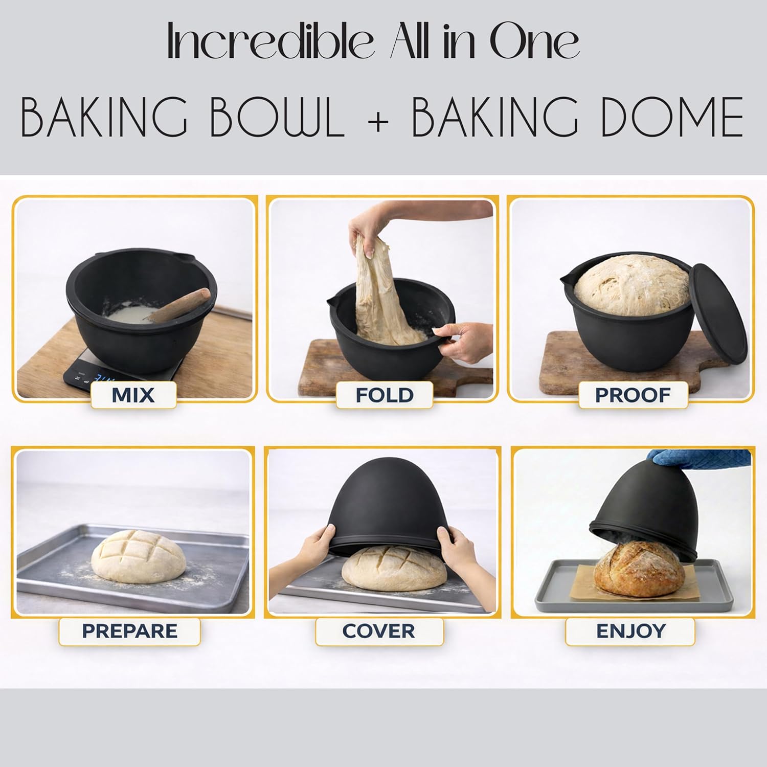 Sweet Jojo Designs 2p Baking Shell Dome for Bread w/Base, Round Sour Dough Proofing Basket, Alternative Silicone Dutch Oven for Sourdough Bread Baking Supplies, Unique Gifts for Sourdough Bakers Home