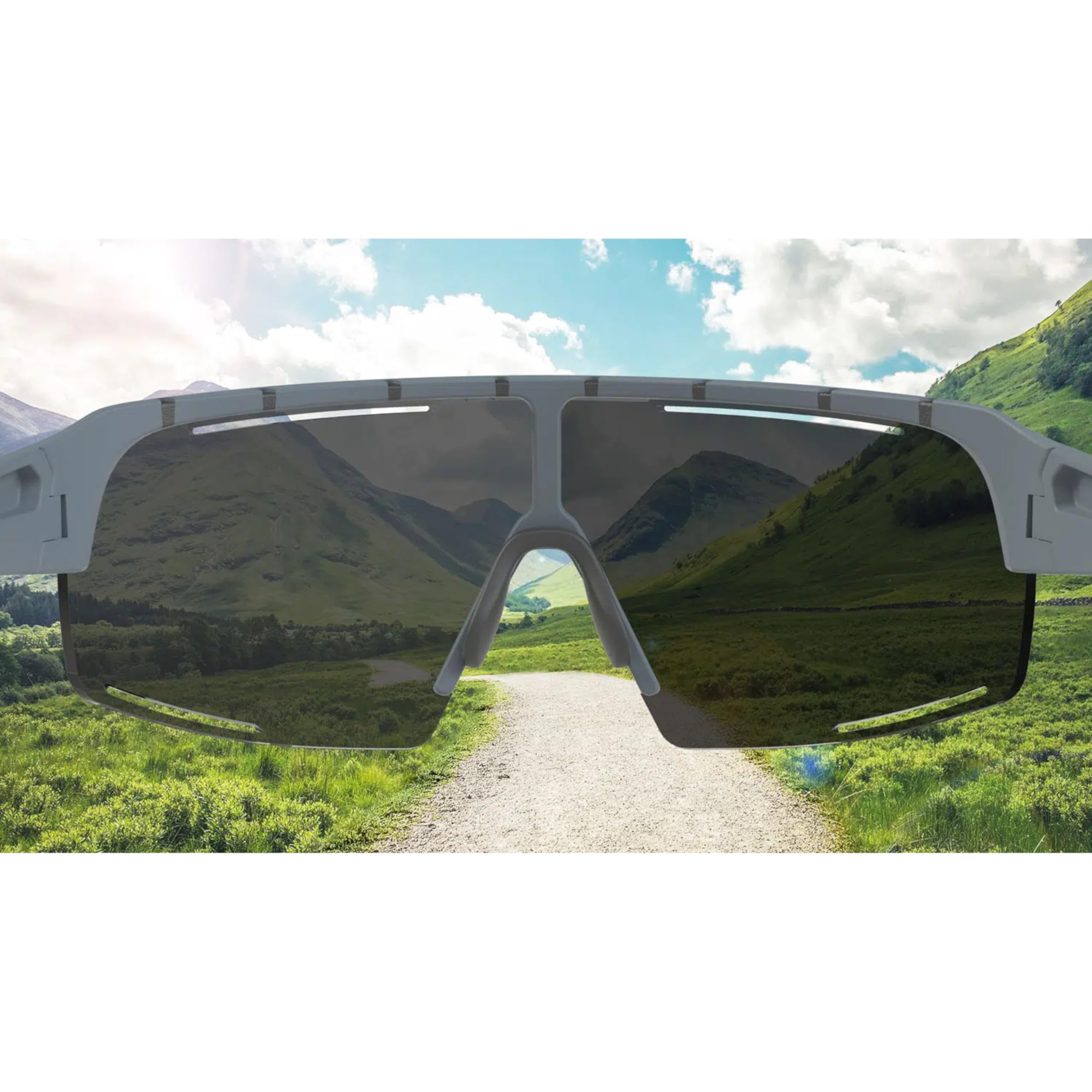 Cratoni Occhiali da ciclismo Skyvision Photocromic sabbia opaca/trasparente blu mirror occhiali da sole 100% protezione UV