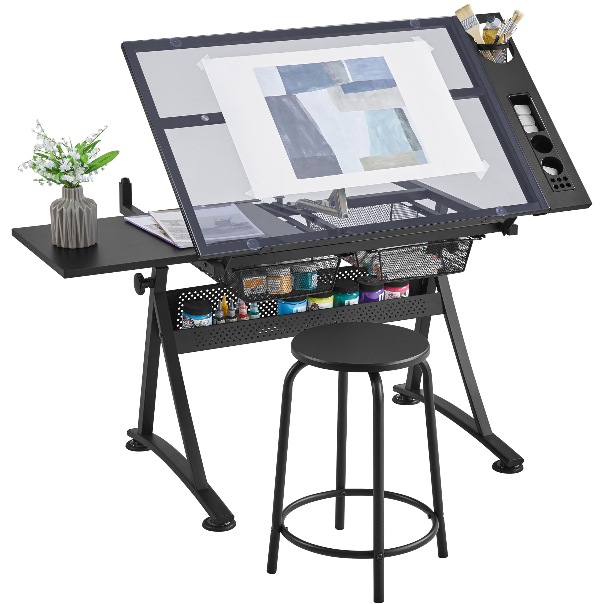 Yaheetech Adjustable Drafting Table & Stool