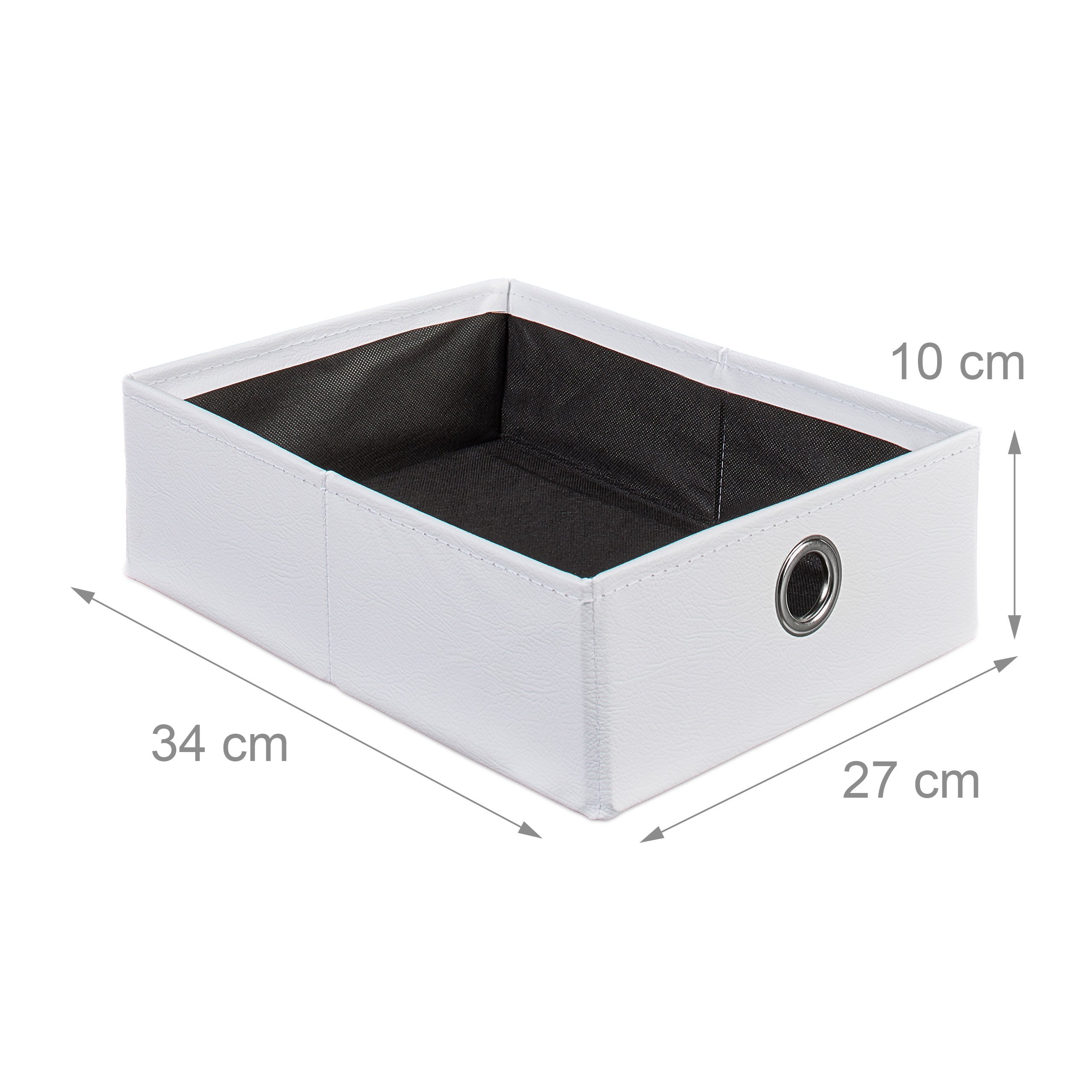 Relaxdays Pouf Contenitore Pieghevole, Scomparto Interno, 2 Cassetti Rimovibili, Cubo, finta pelle, Bianco, H X L X P: 38 x 38 x 38 cm