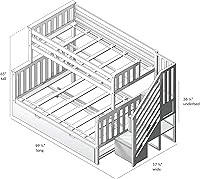Vista 2 de Max & Lily Litera, marco de cama individual sobre matrimonial para niños con escaleras y nido, arcilla