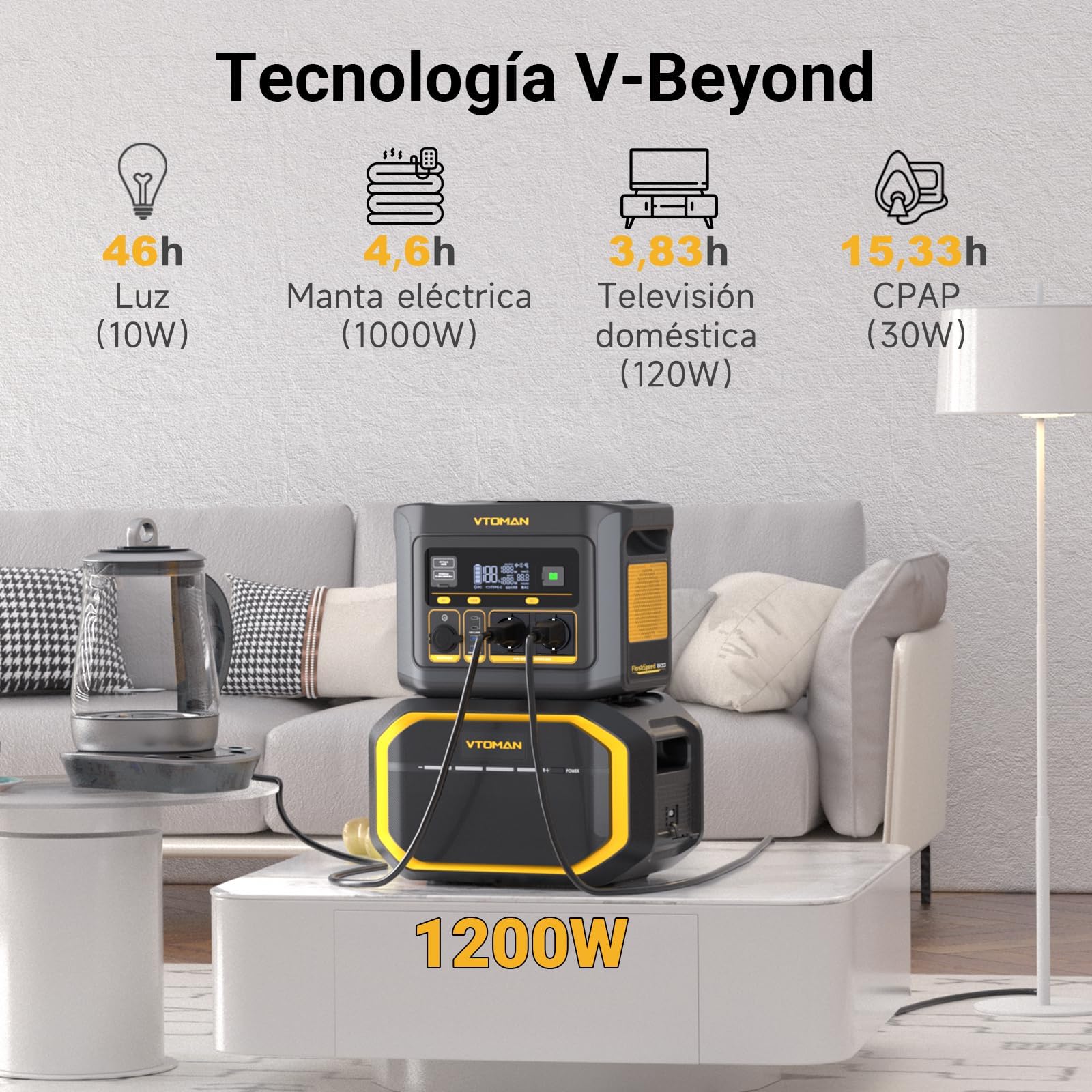 VTOMAN FlashSpeed 600 Estación de Energía Portátil con 110W Panel Solar | Generador Solar 499Wh 600W, Batería LiFePO4, 80% Carga Rápida en 1H, Capacidad Ampliable, Camping, Fiestas, Jardin