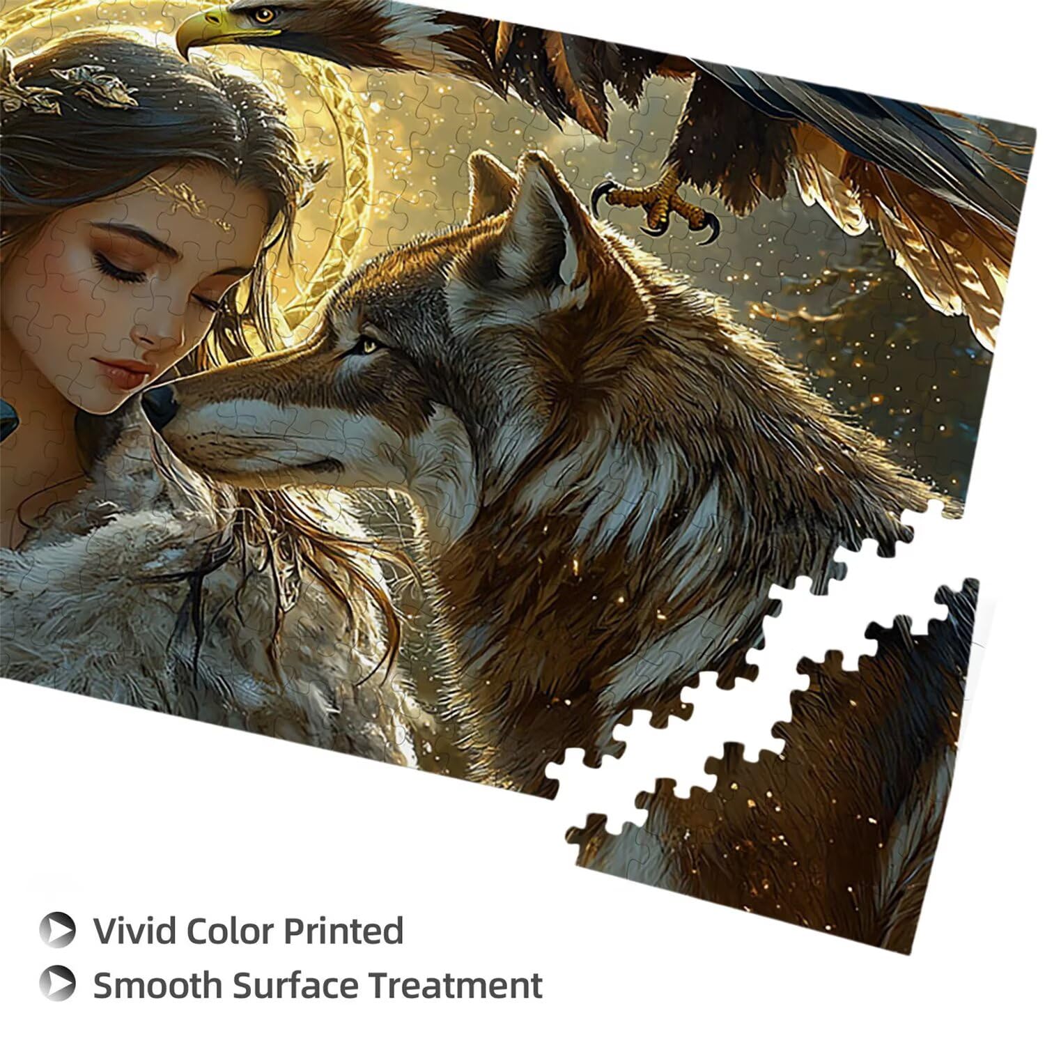 Puzzle 1692 Puzzle Erwachsene, EIN Herausforderndes Rätsel, Puzzles-Geschenk 179x31cm, Puzzlespiele für Die Ganze Familie, Geschenke für Frauen, Geschenke für Männer, Thema: Mädchen Wolf j-561