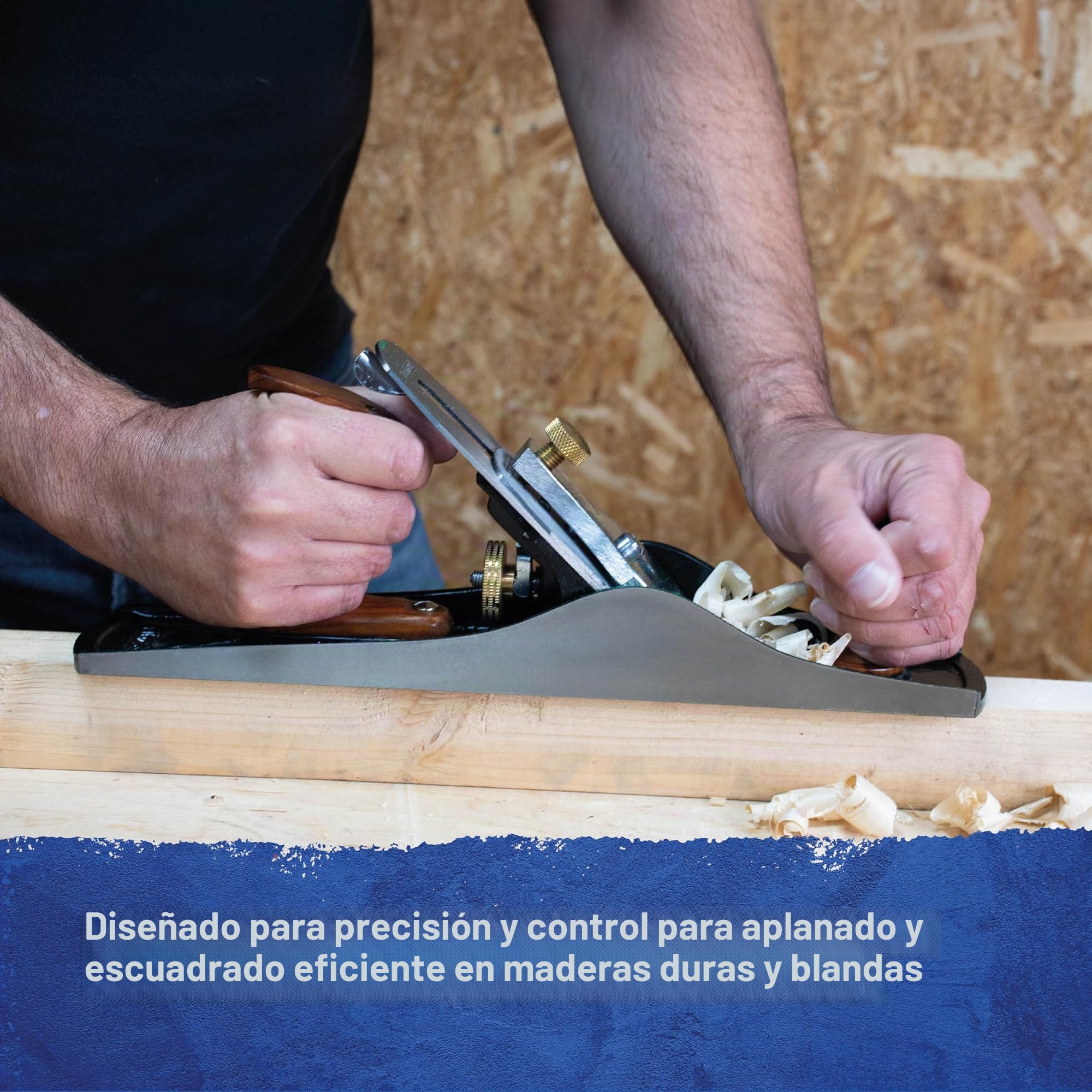Rabot à main Faithfull n° 5 dans un coffret en bois – Rabot d'établi en fonte usiné avec précision pour bois durs et tendres, préparation, ébénisterie et menuiserie générale