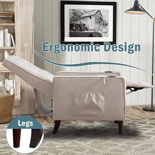 Miniatura 7 de BINGTOO Silla decorativa para sala de estar moderna silla reclinable pequeña con masaje y tela copetuda de calor silla reclinable con soporte para