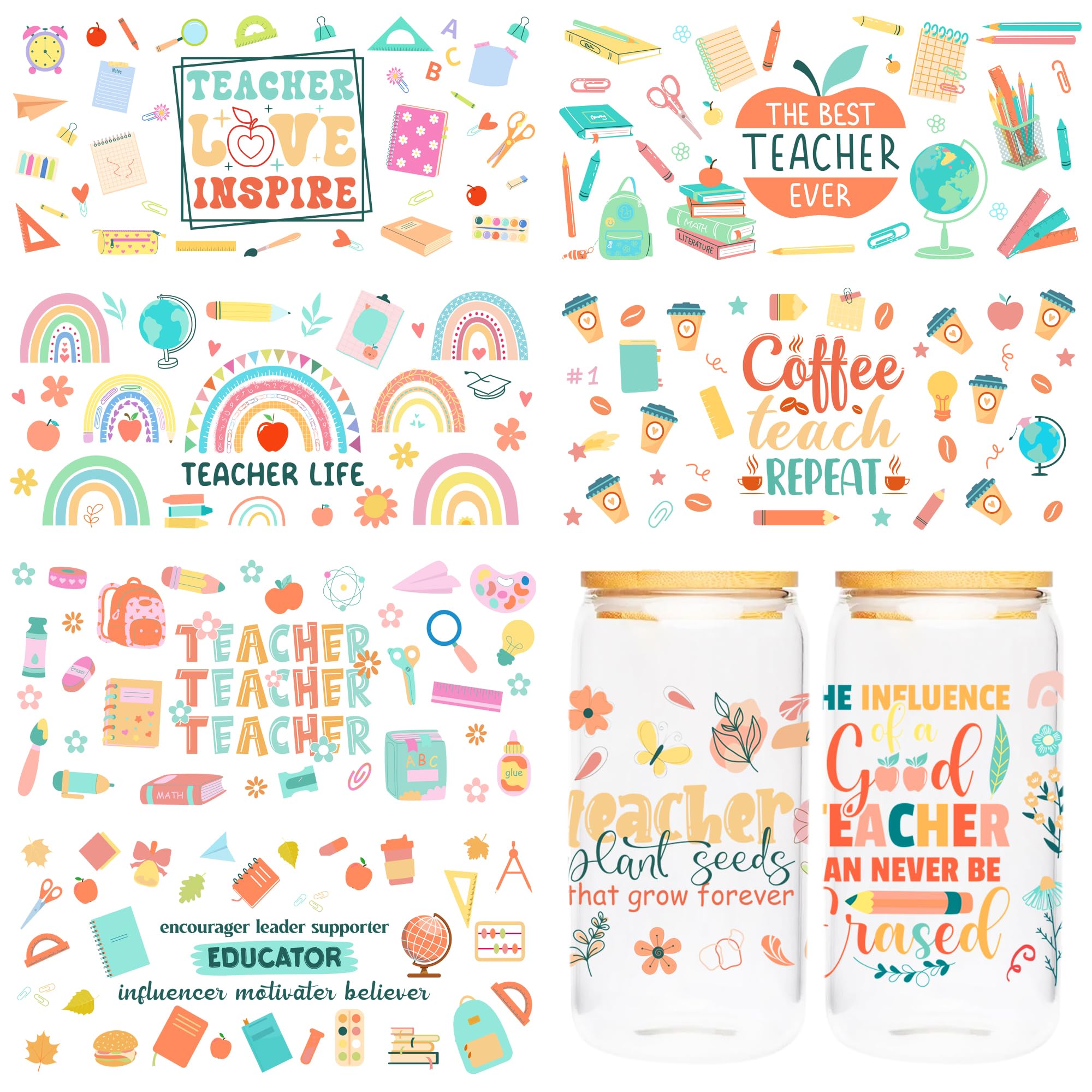 10 Bögen Boho-Kaffeemotive Als UV-DTF-Cup-Wraps – Wasserfeste Aufkleber Für Tassen, Flaschen Und Glatte Oberflächen