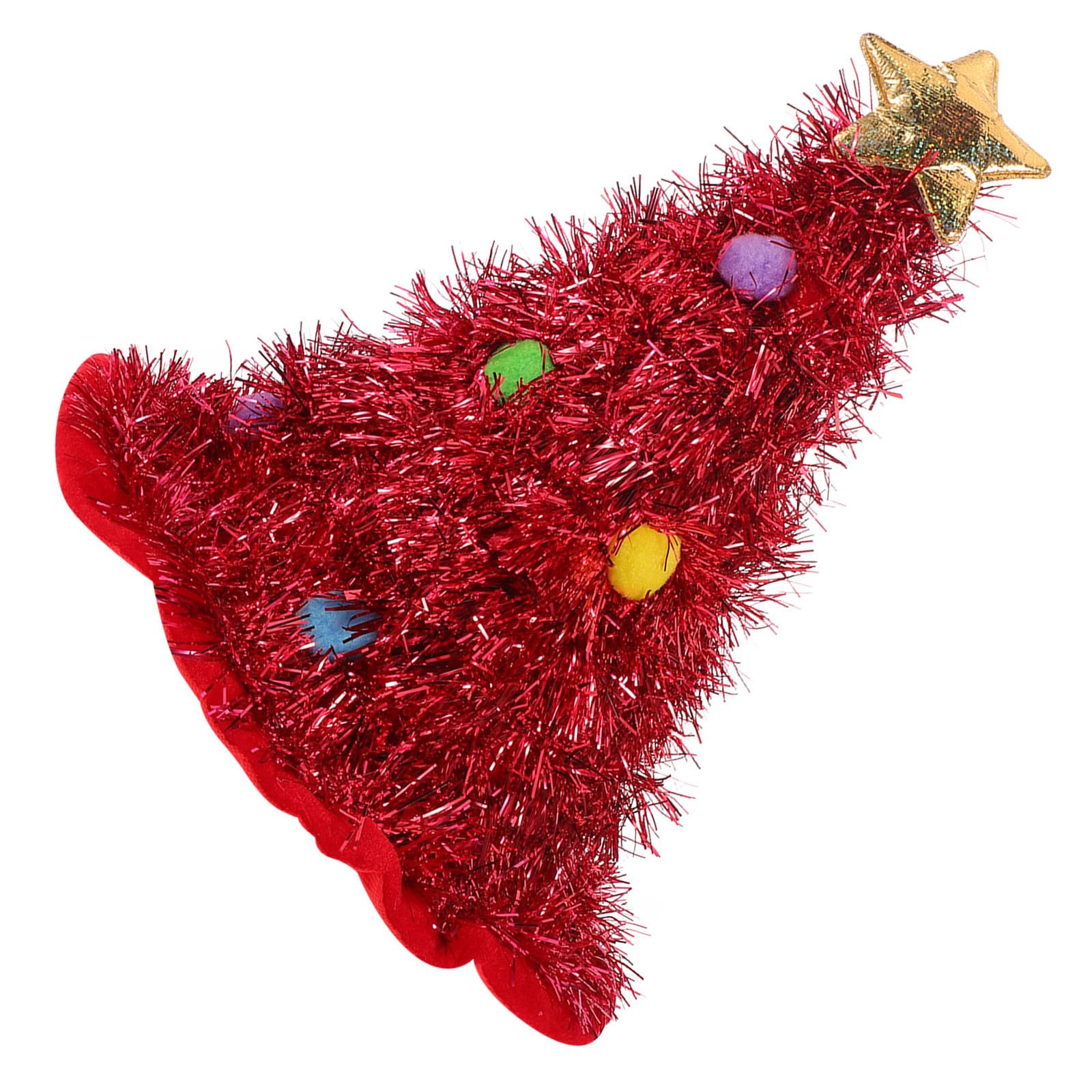 NUOBESTY 5 Pezzi Cappello di Natale Albero Rosso in Feltro con Grande Tesa