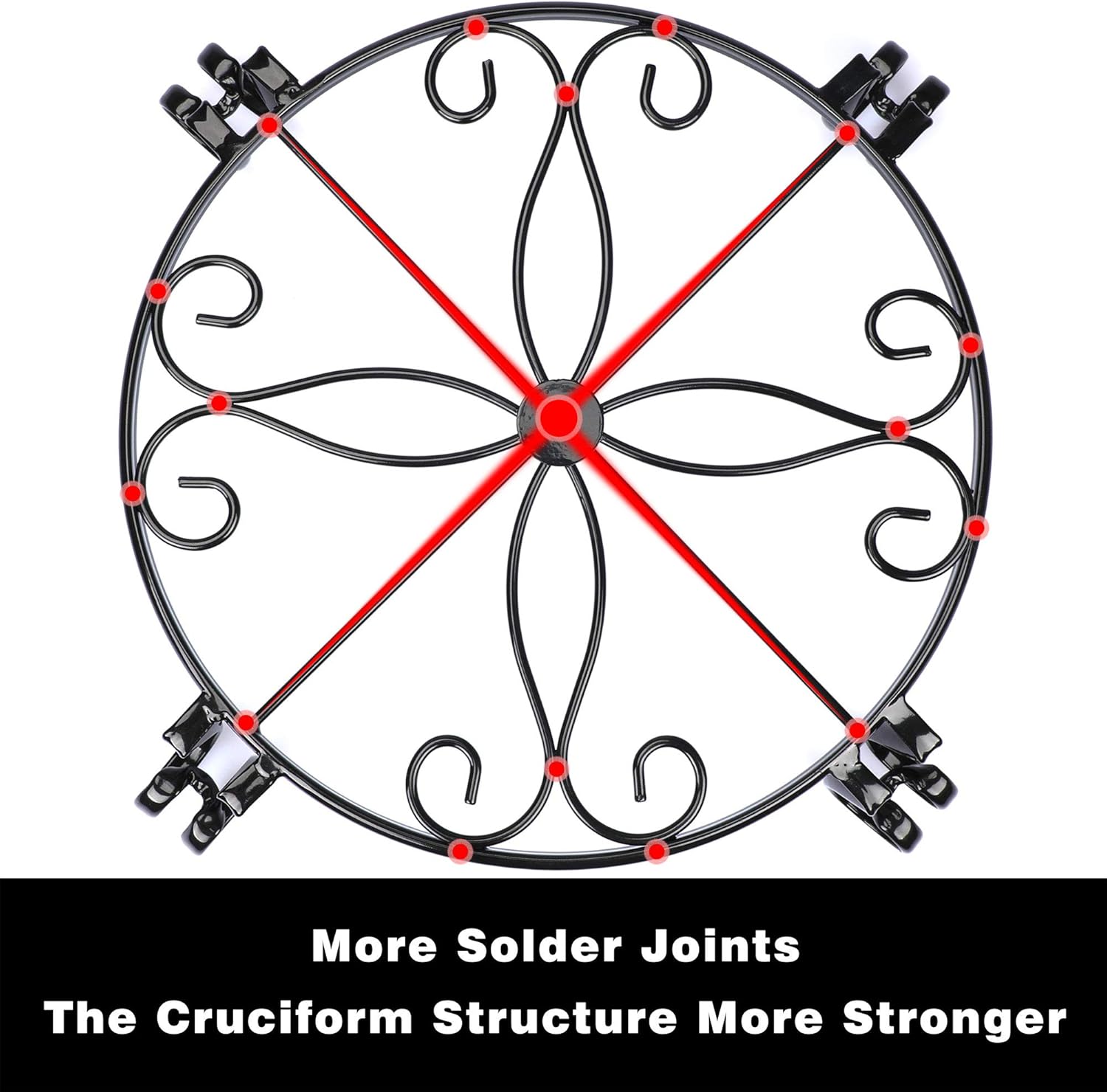 4 Pack Black Plant Stand for Flower Pot Heavy Duty Potted Holder Indoor Outdoor Metal Rustproof Iron Garden Container Round Supports Rack for Planter Bronze, Pumpkin Stand Outdoor……