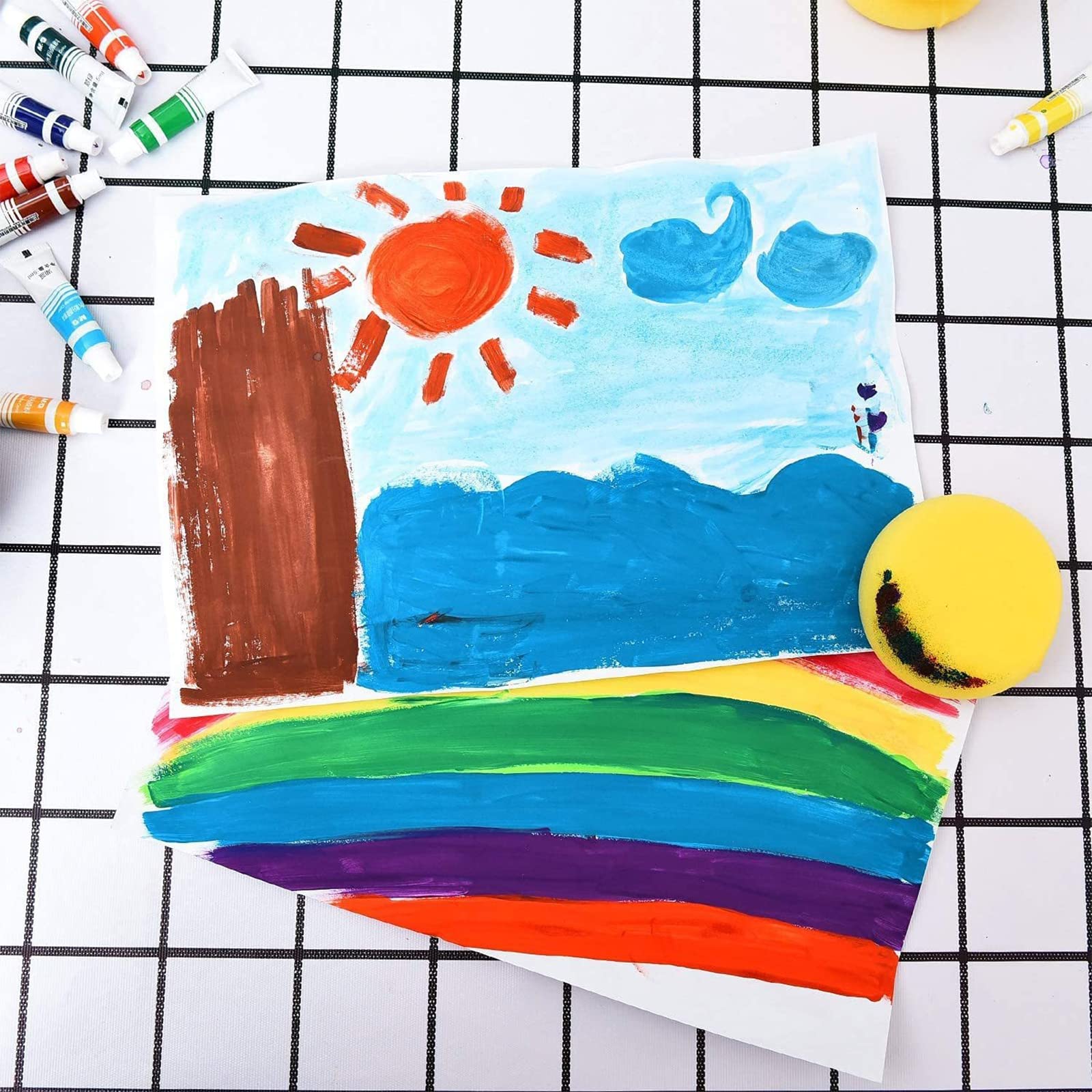 20 Pennelli Spugna Per Pittura - Con Manico In Legno, Per Bambini E Artigianato - Foto 2