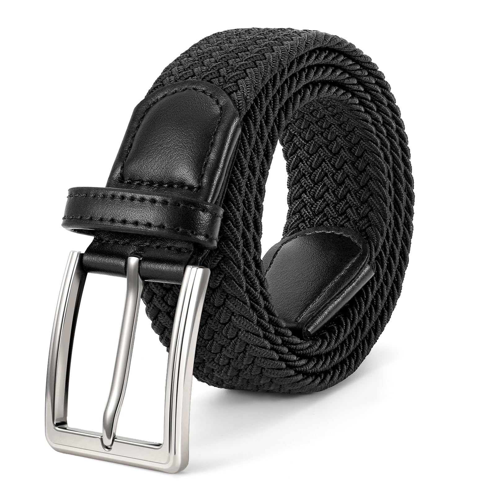Elastic Braided Belt Mens Golf Belts No-Hole Design Woven Belt for Golf