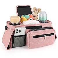 Vista 3 de Accmor Universal Stroller Organizer with Insulated Cup Holder Detachable Phone Bag and Shoulder Strap, Stroller Bag Caddy Organizer Accessories Fits