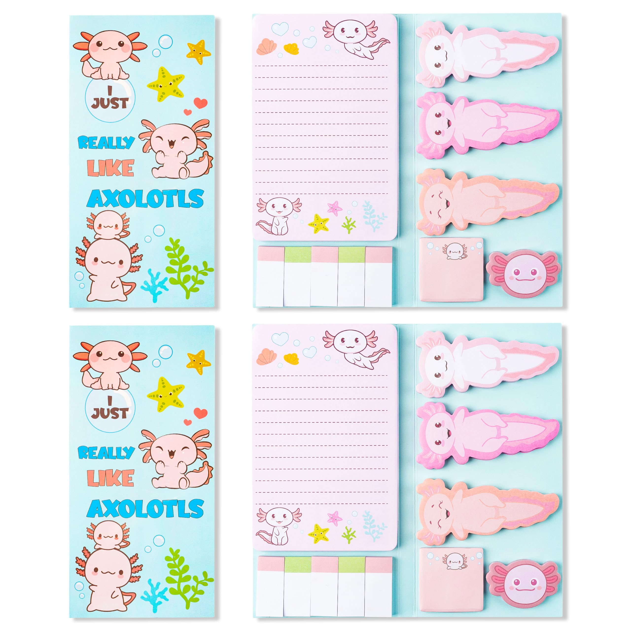 2 Pack I Just Really Like Axolotl Sticky Notes Set - Animal Mexican