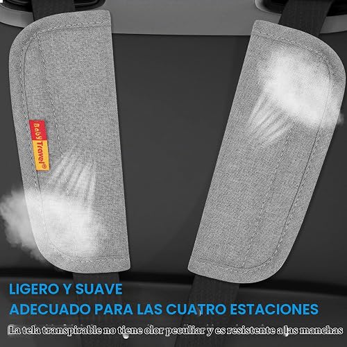 URAQT Car Seat Belt Pads, 2 Pack Baby Stroller Car Seat Strap Covers, Universal Harness Pads, Backpack Shoulder Pad, Multifunctional Seat Belt Pad Cover for Newborns Infants and Kids (Dark Grey) - 3