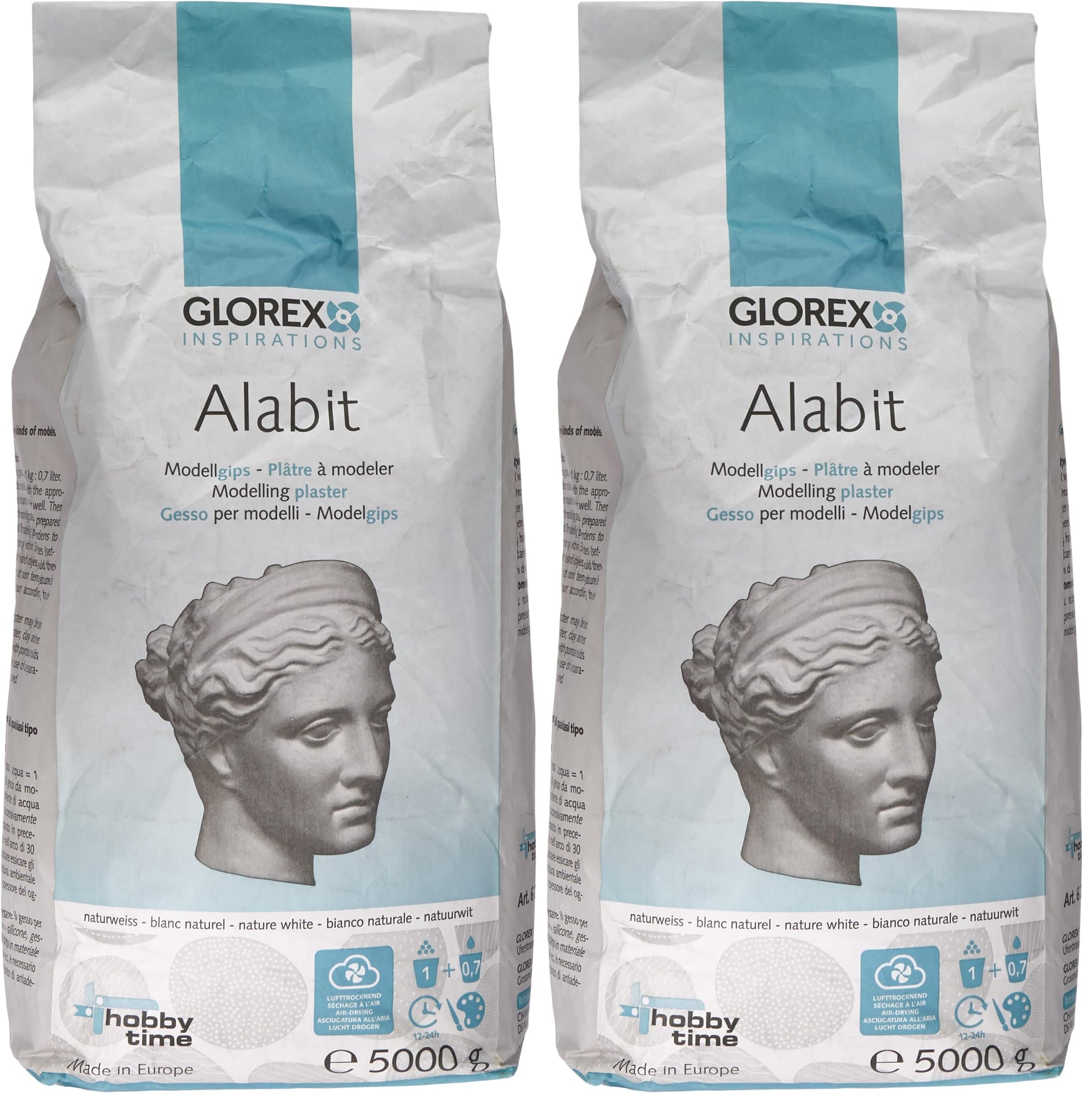 Yeso de modelar Glorex Alabit blanco natural evita grietas en figuras de moldes 5 kg